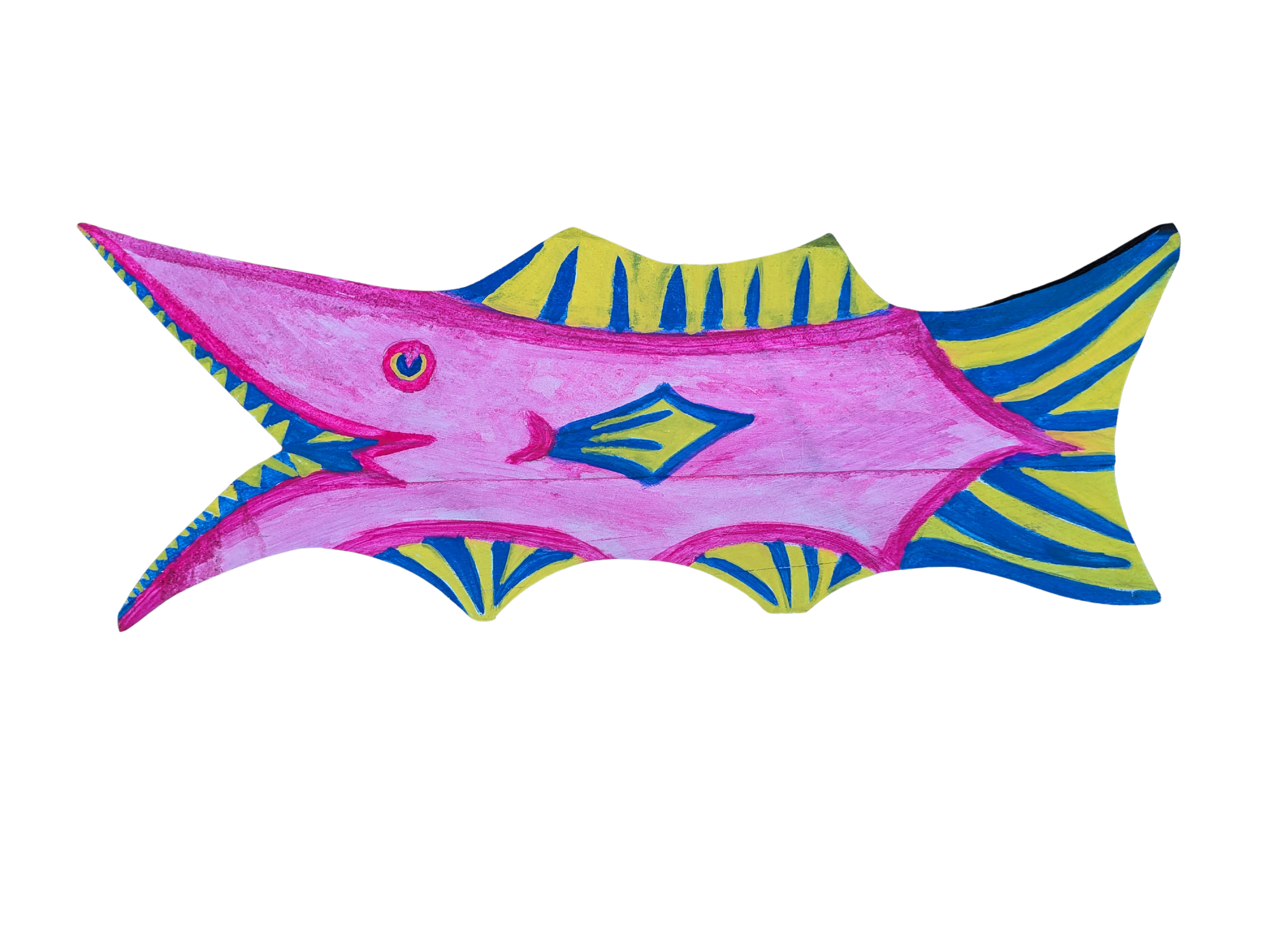 Pink Beast Collins Creatures original painting upcycled monster hand made painting animal fish art