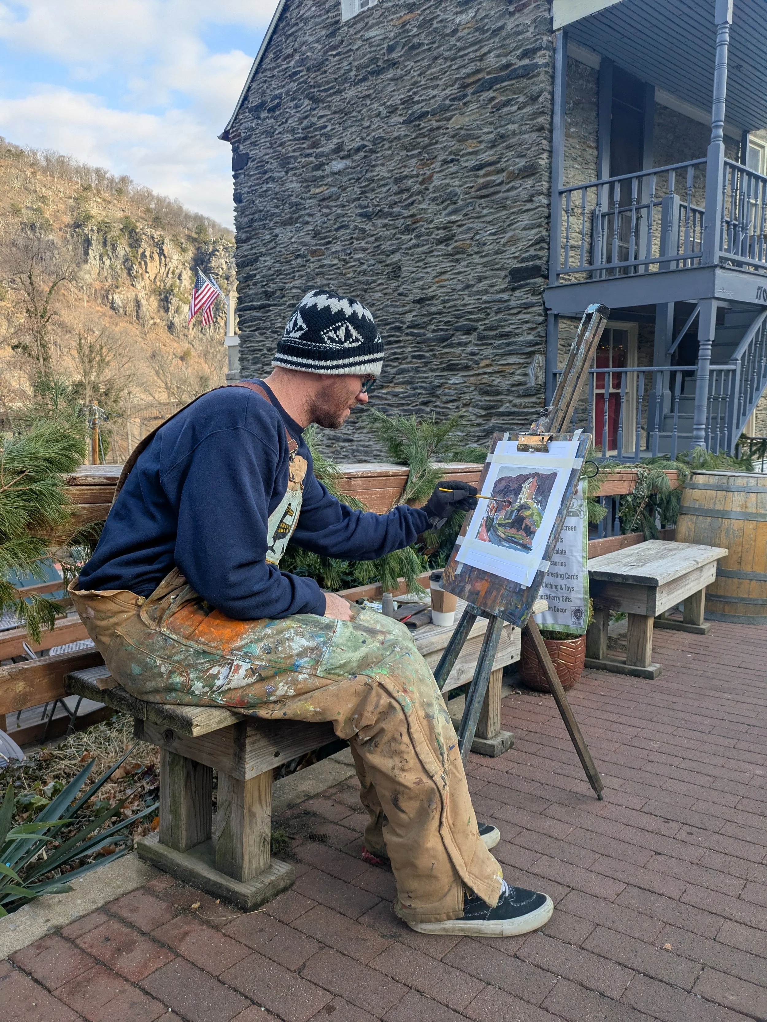 .Harpers Ferry West Virginia Artist in Residence Collin Cessna paints oil painting original artwork