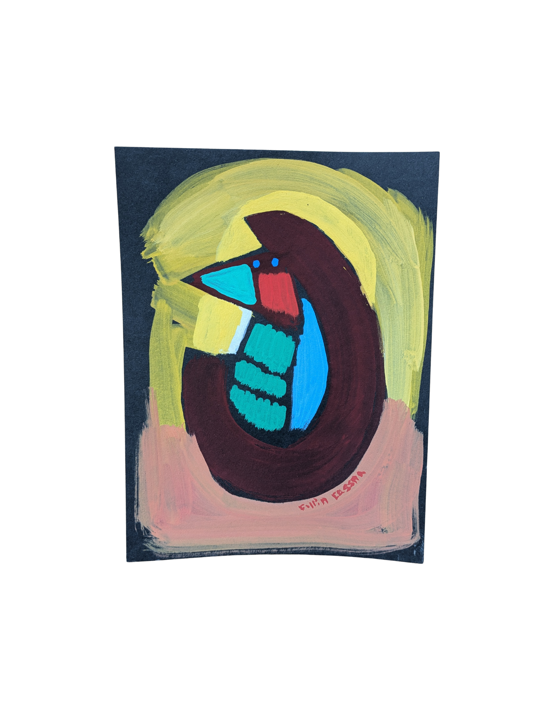 original casein painting black paper collin cessna fox colorful colors artist baltimore maryland 202