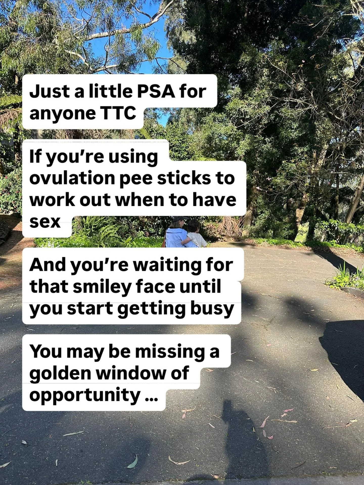 ✨ PSA for anyone TTC ✨
If you’re waiting for that smiley face on your ovulation sticks before you start trying… you might be missing your best window. 
Sperm can live up to 5 days - so you want to start before the smiley shows up.
Tha
