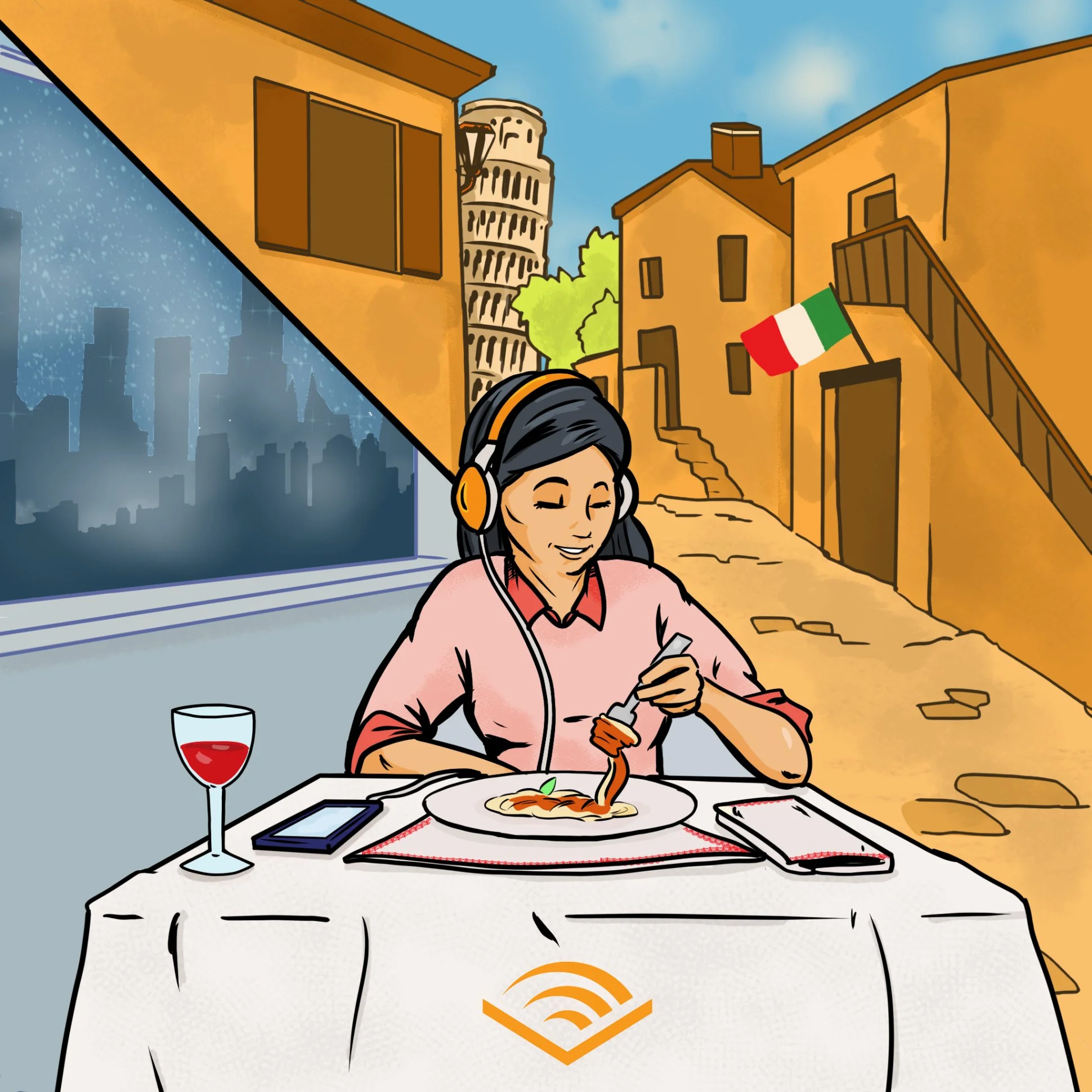 Transport to Italy. Travel Themed Illustration.