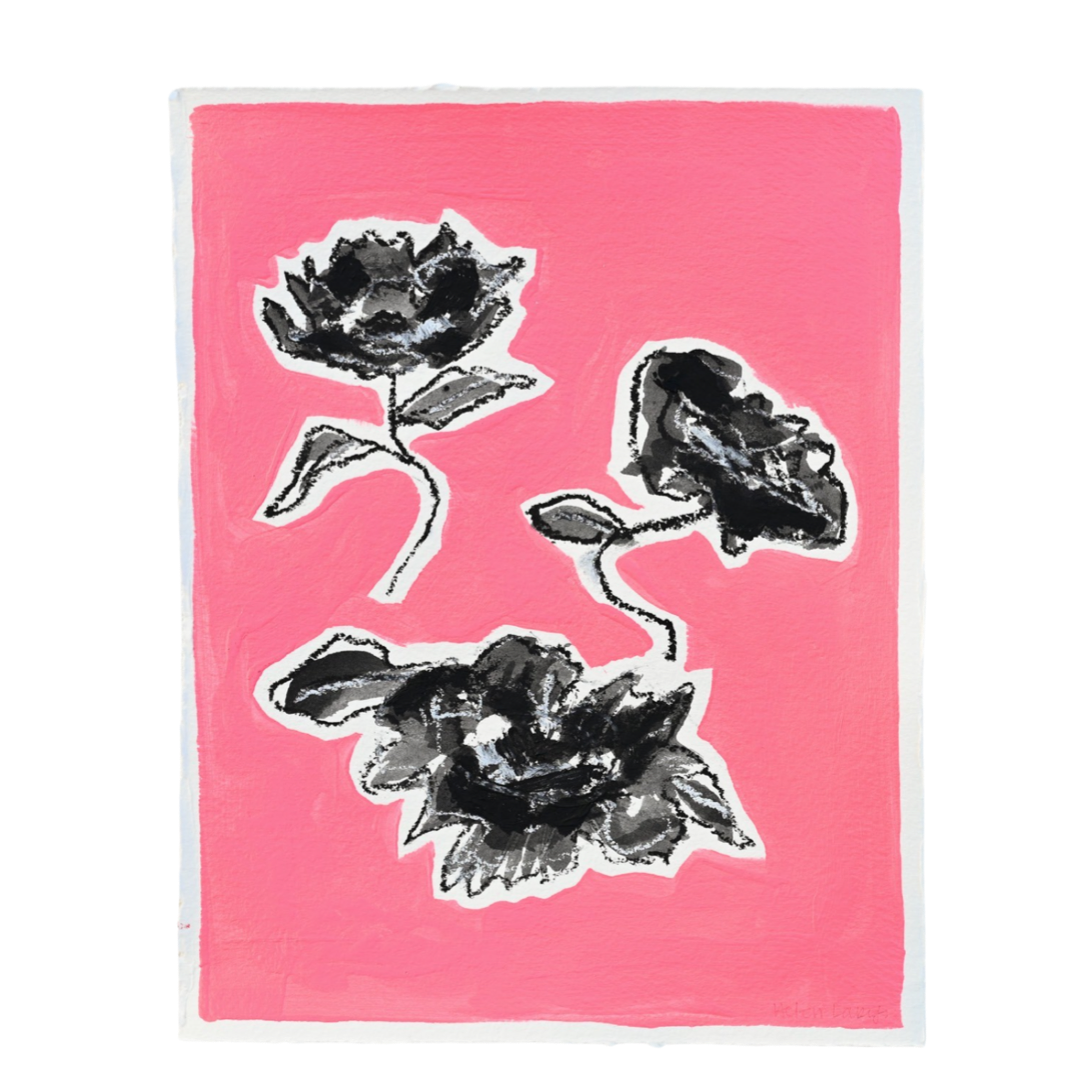 Bright Coral & Black Roses