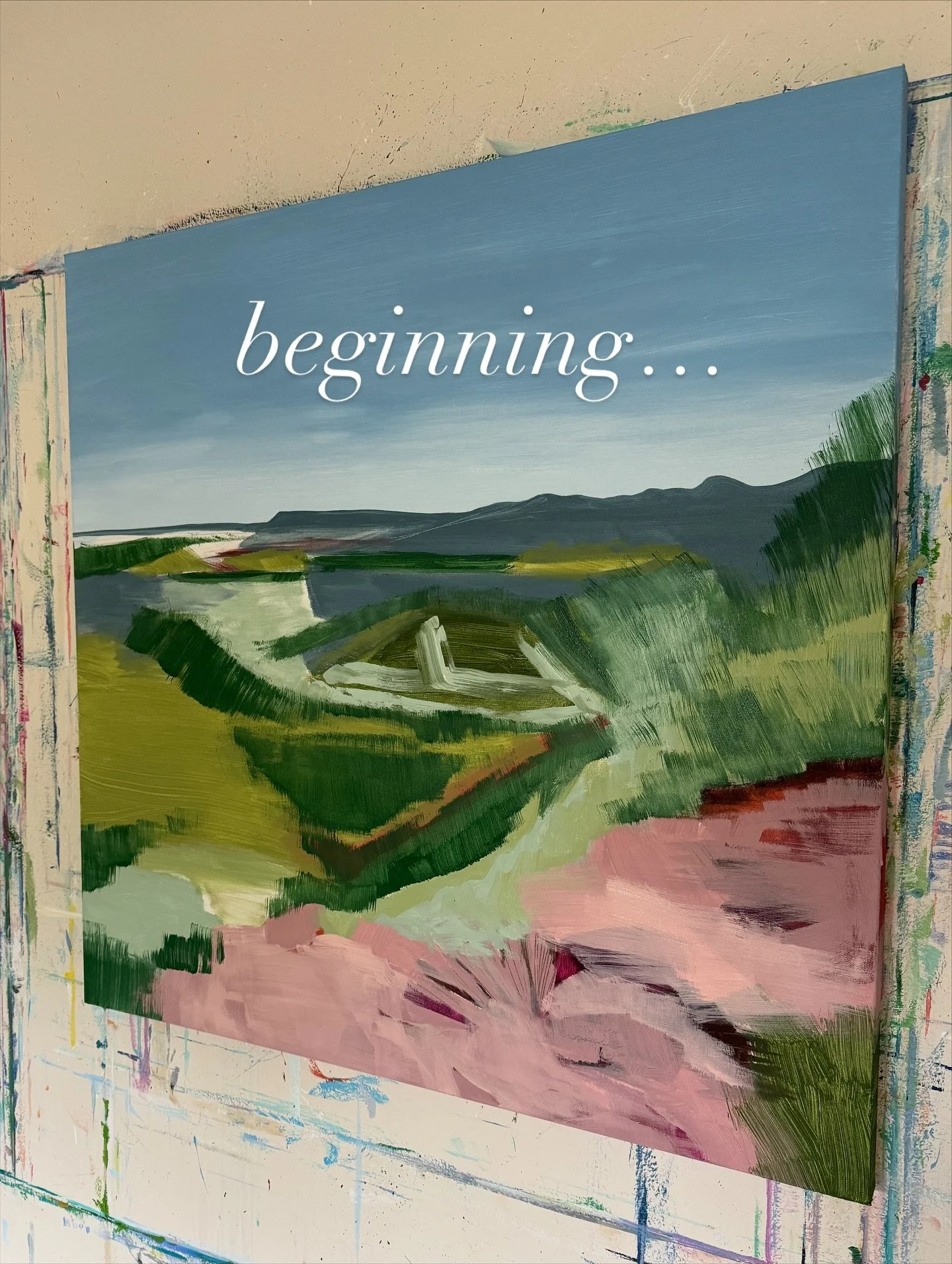 was in the studio yesterday painting the next few layers on this landscape and it&rsquo;s so fun to see how it starts and where it goes&hellip;i try to plan it out, but eventually i give up and just throw out the plan and see where it takes me&hellip