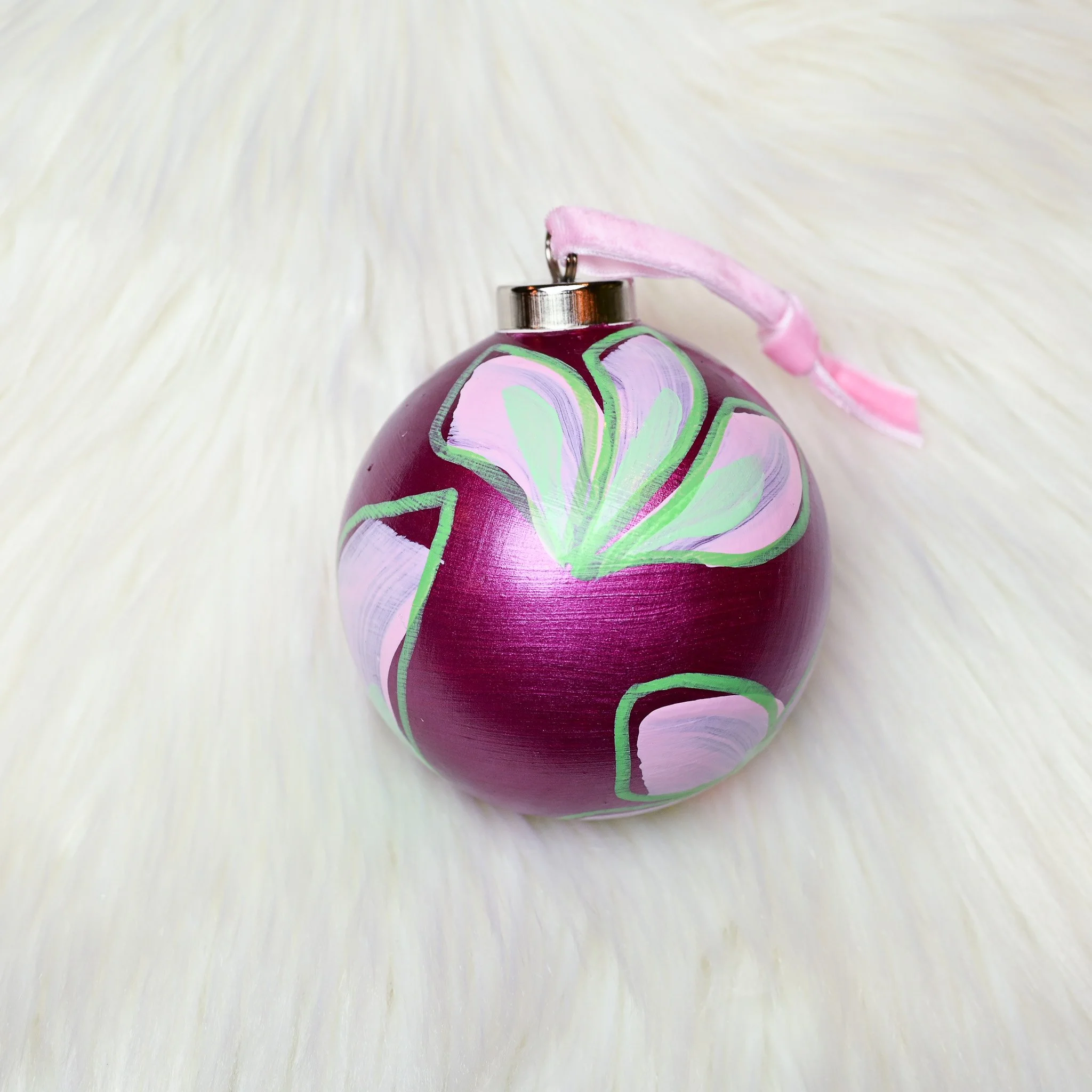 PINK & GREEN FLOWERS ON METALLIC MAGENTA