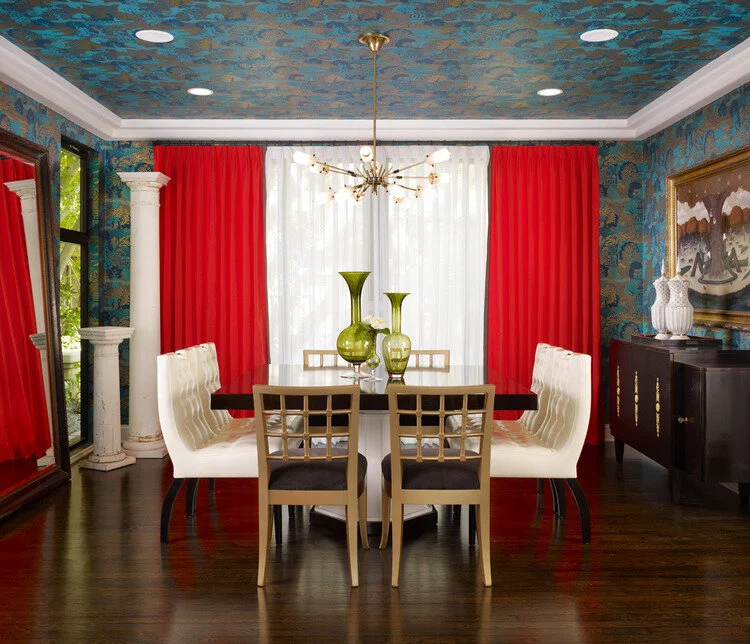 Interior design wallpaper dining room. 