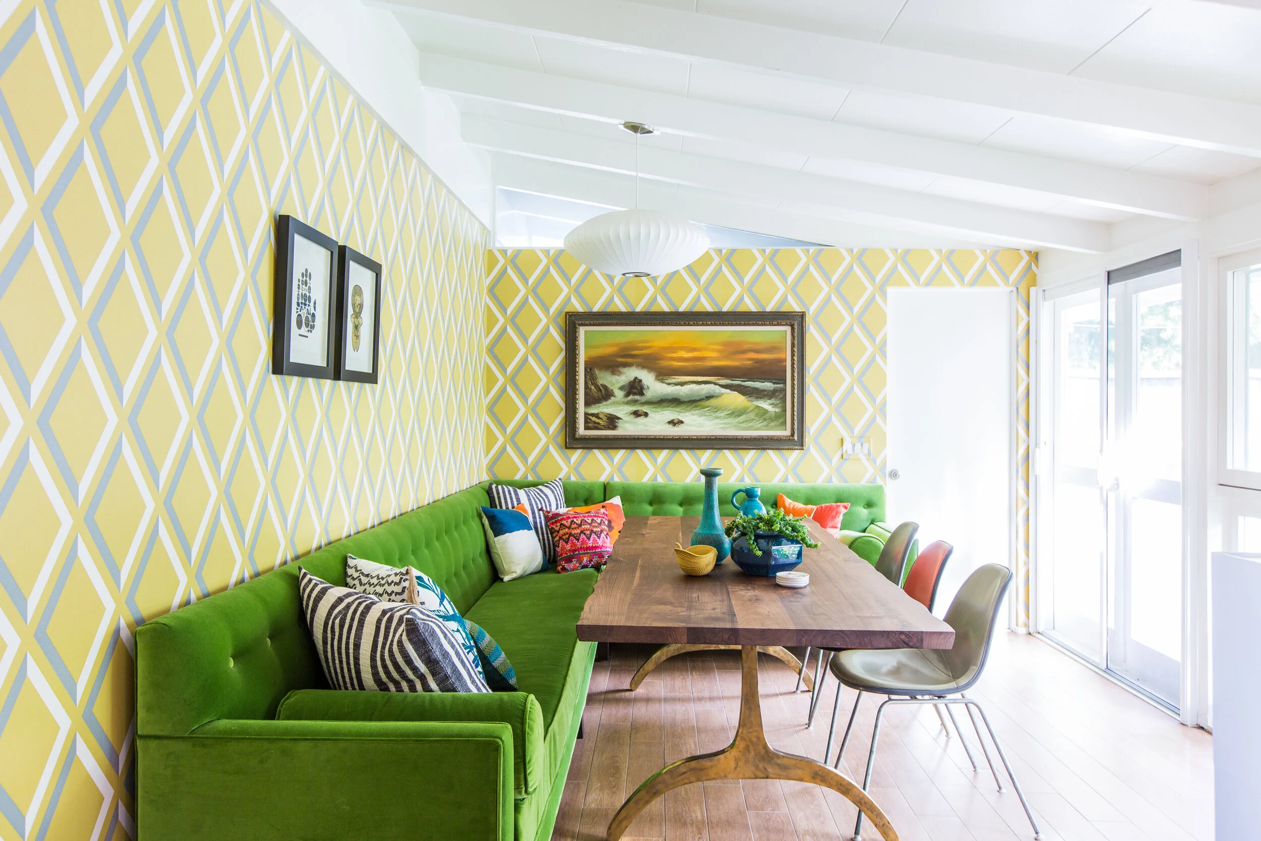 Interior design wallpaper vintage dining room. 