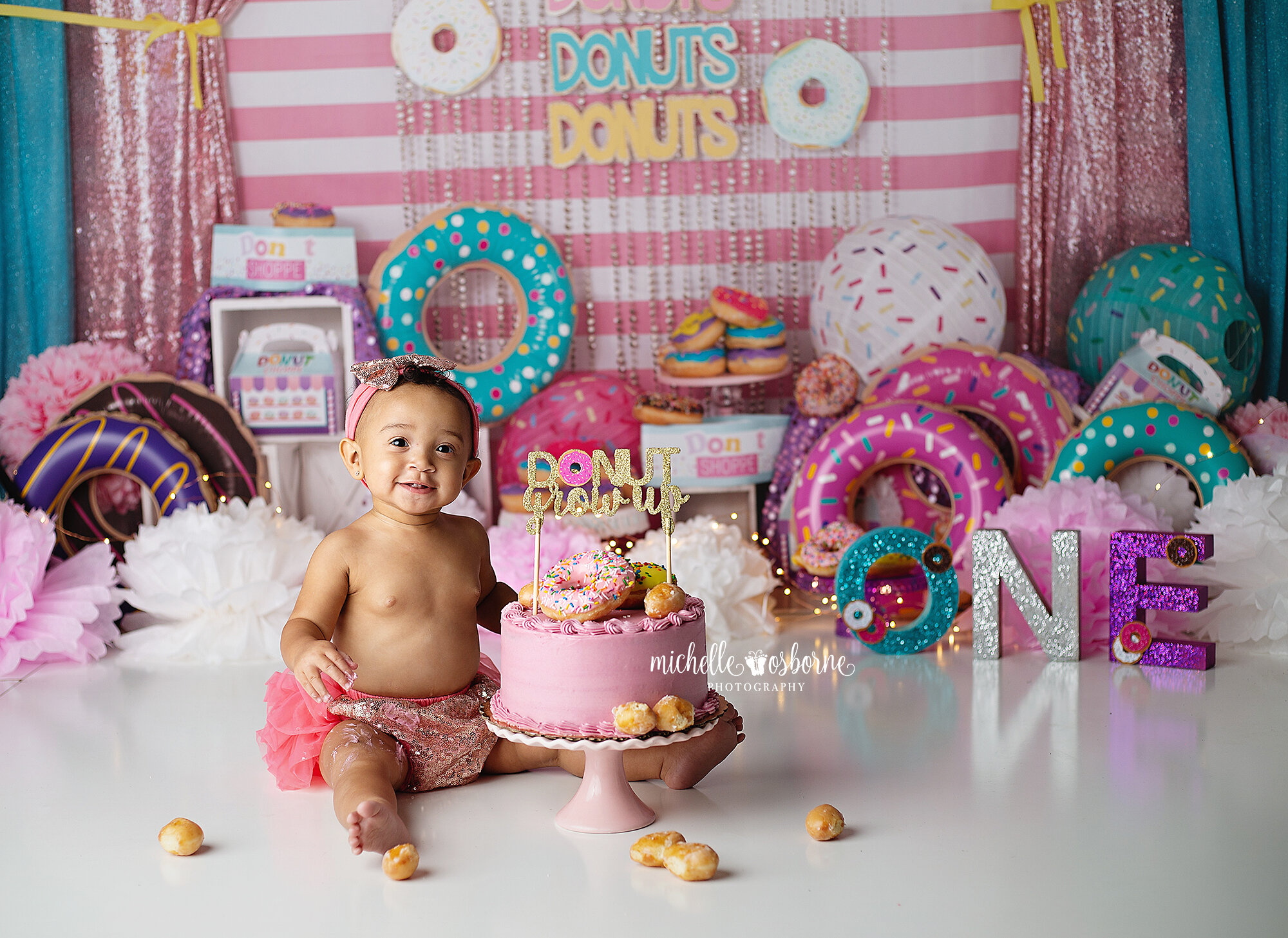 The Sweetest Baby Girl  First Birthday Cake Smash in Charlotte Area