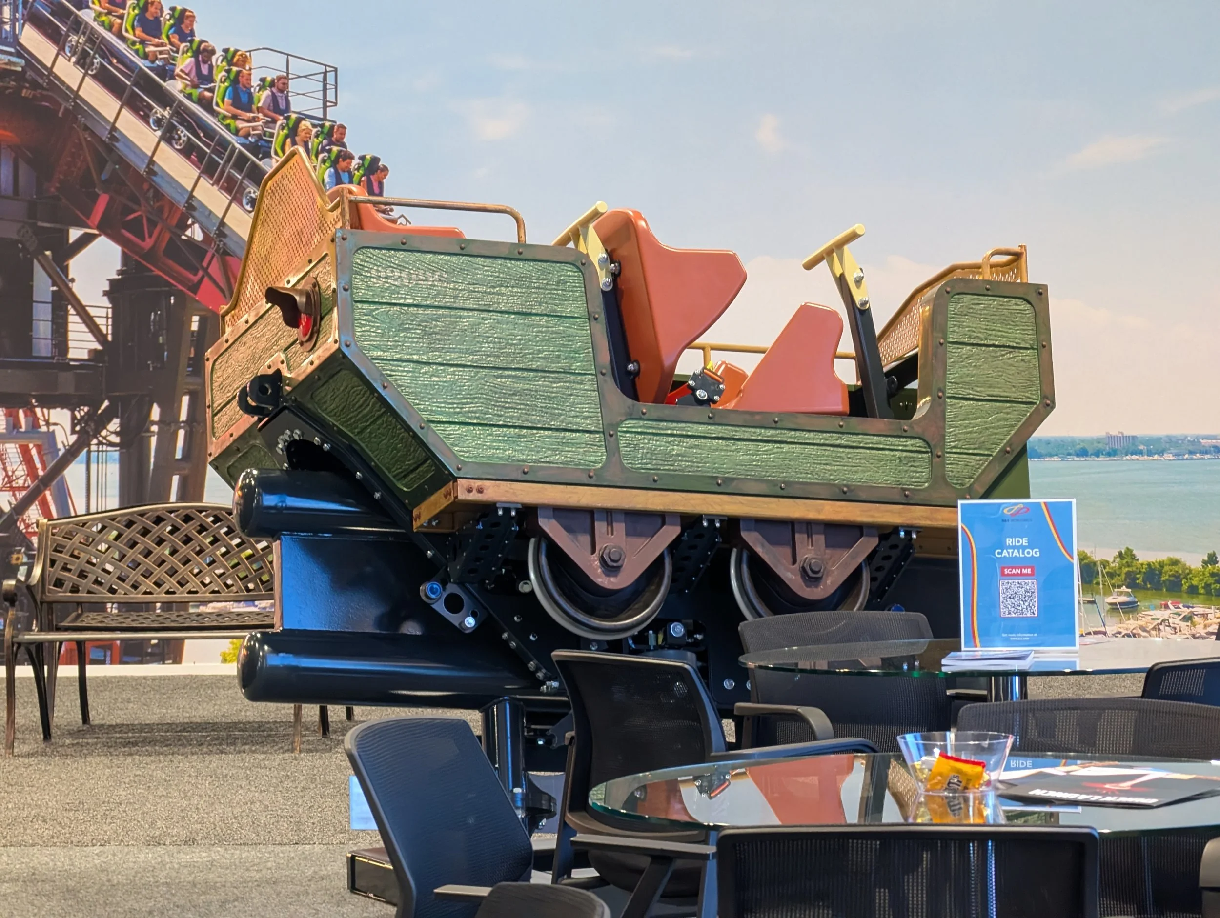 An image of the S&S RailRyder coaster with Mine Train theming at IAAPA 2025.