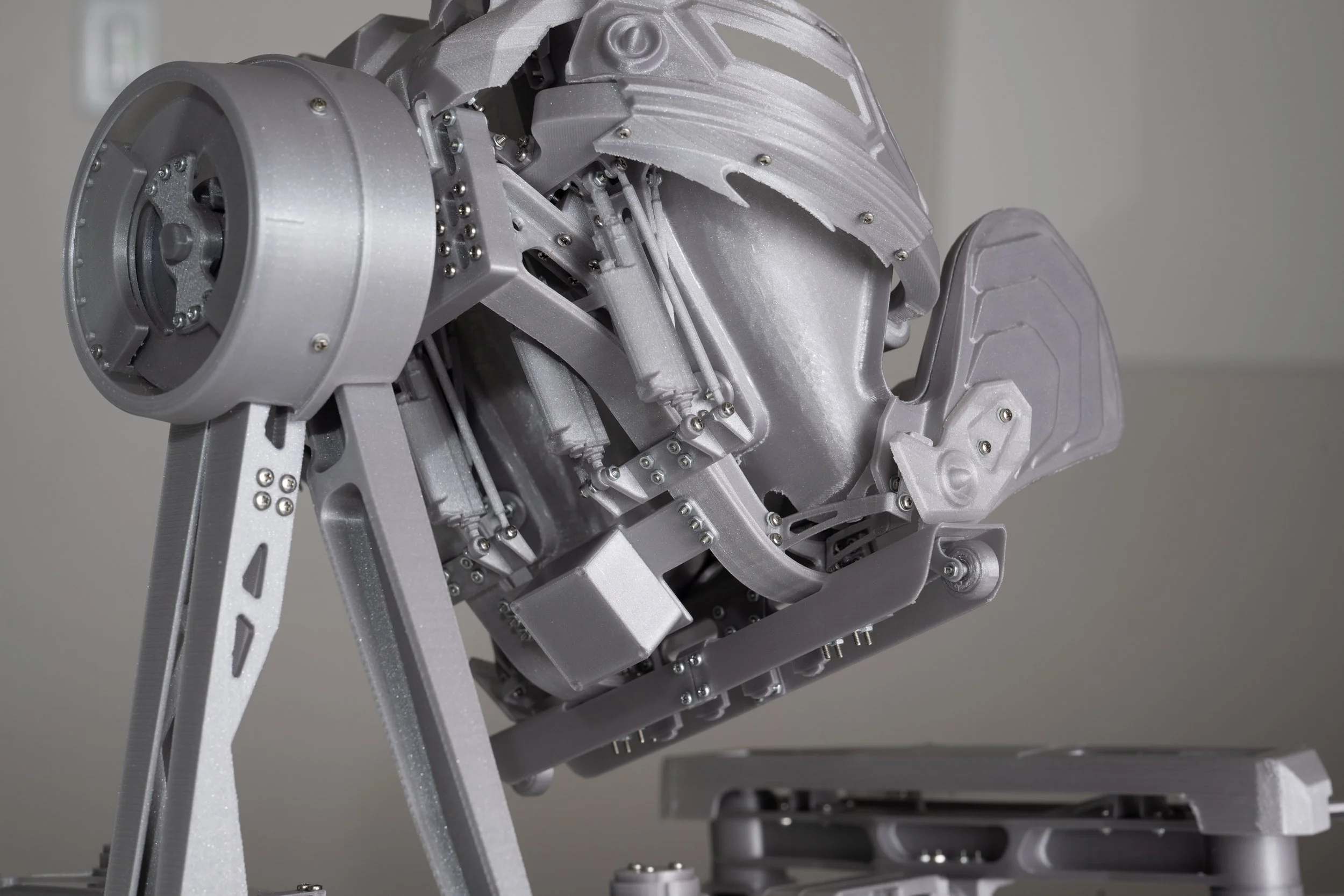 An image of the restraints of a 3D printed model of the S&S AXIS coaster.