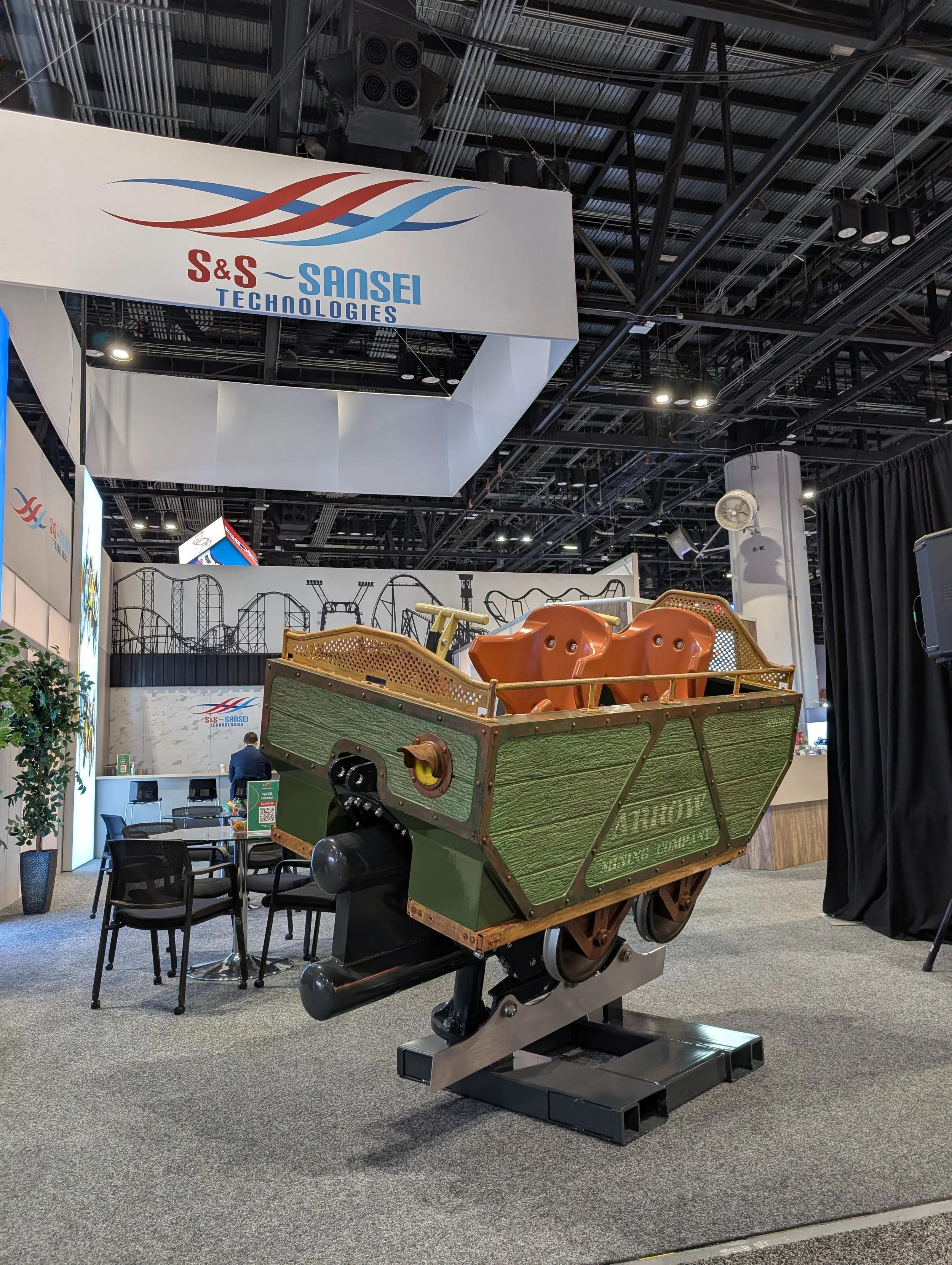 An image of the S&S RailRyder coaster with Mine Train theming at IAAPA 2025.