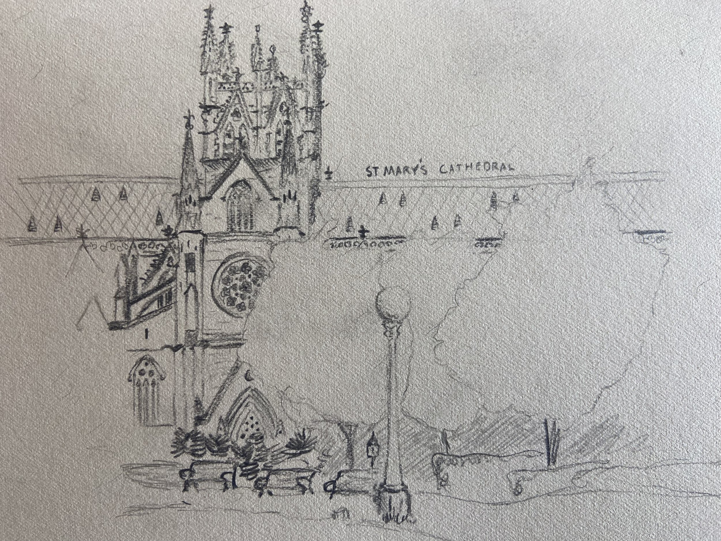 St. Mary's Cathedral | Sydney | pencil | 2023