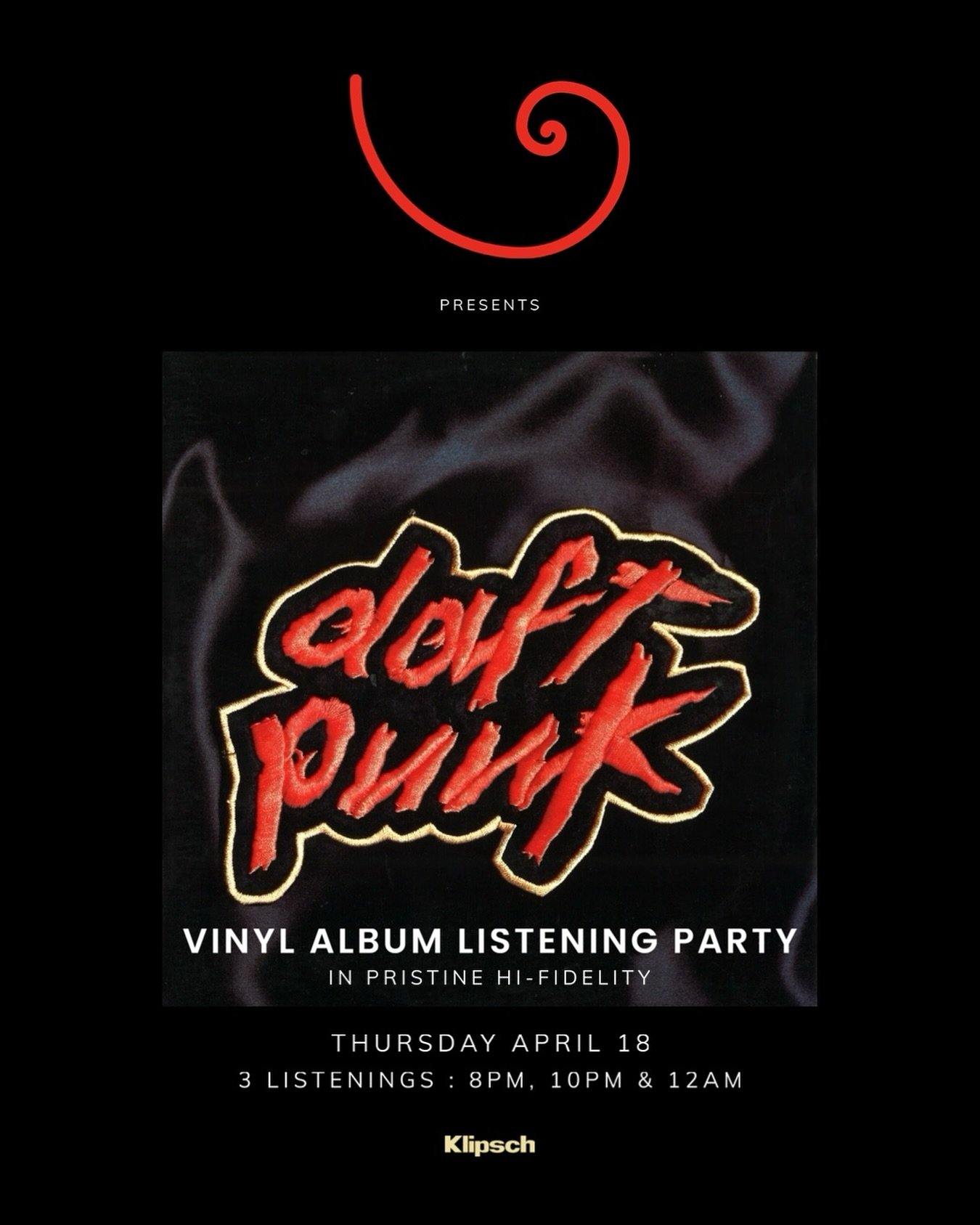 After the smashing success of our first @daftpunk vinyl listening party, we bring the robots back for round 2. This time, their legendary first album, &ldquo;Homework&rdquo;.

Experience the album like never before on vinyl through our Klipschorn sou