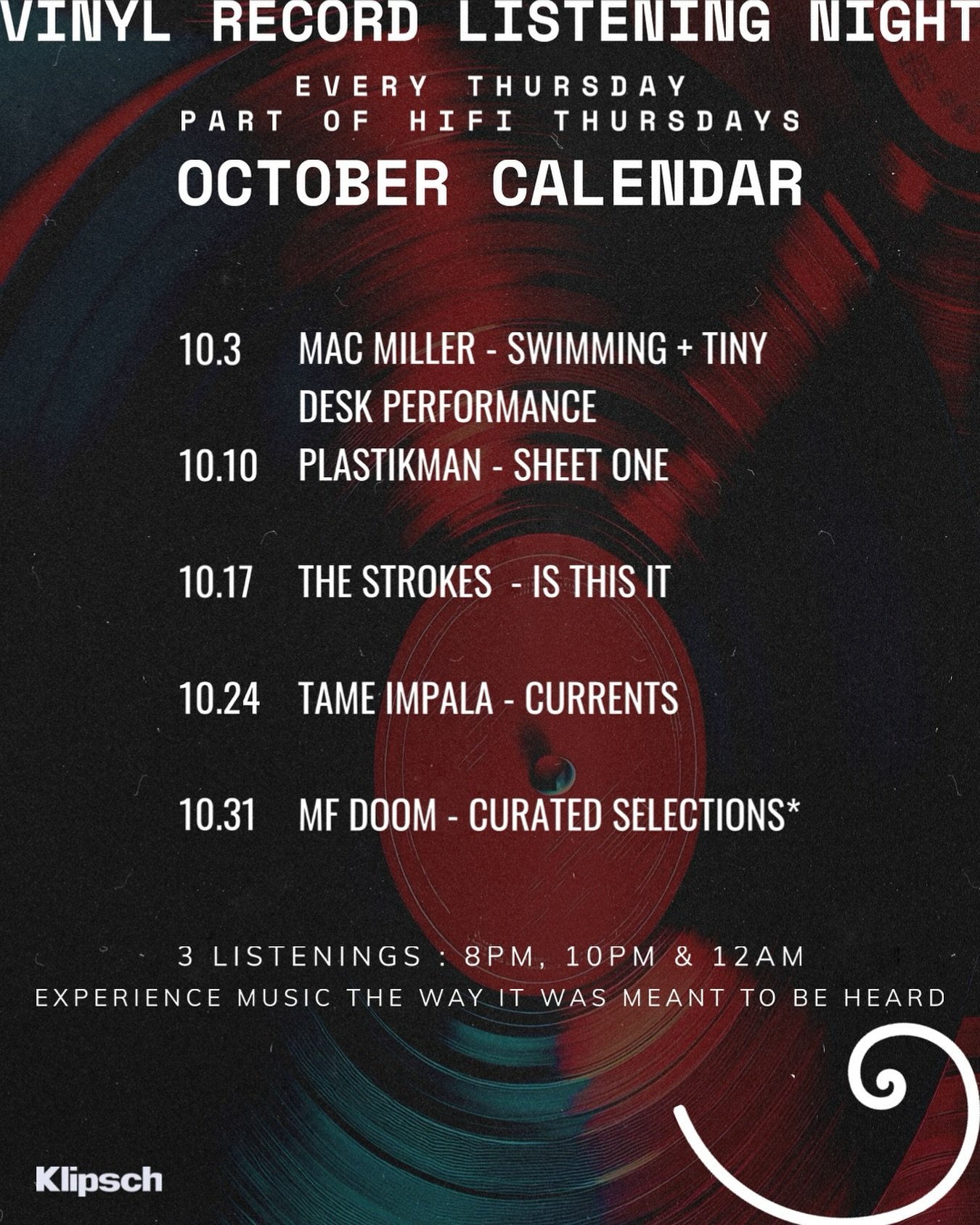 HiFi Thursdays at The Frisky Whisker in October -
You ready? 

Every Thursday 
3 Listenings 
8pm, 10pm &amp; Midnight

In between we listen to other music by the artist. Bring your requests. Only time we allow it 😉

Then after, DJ sets from 1am - 3a