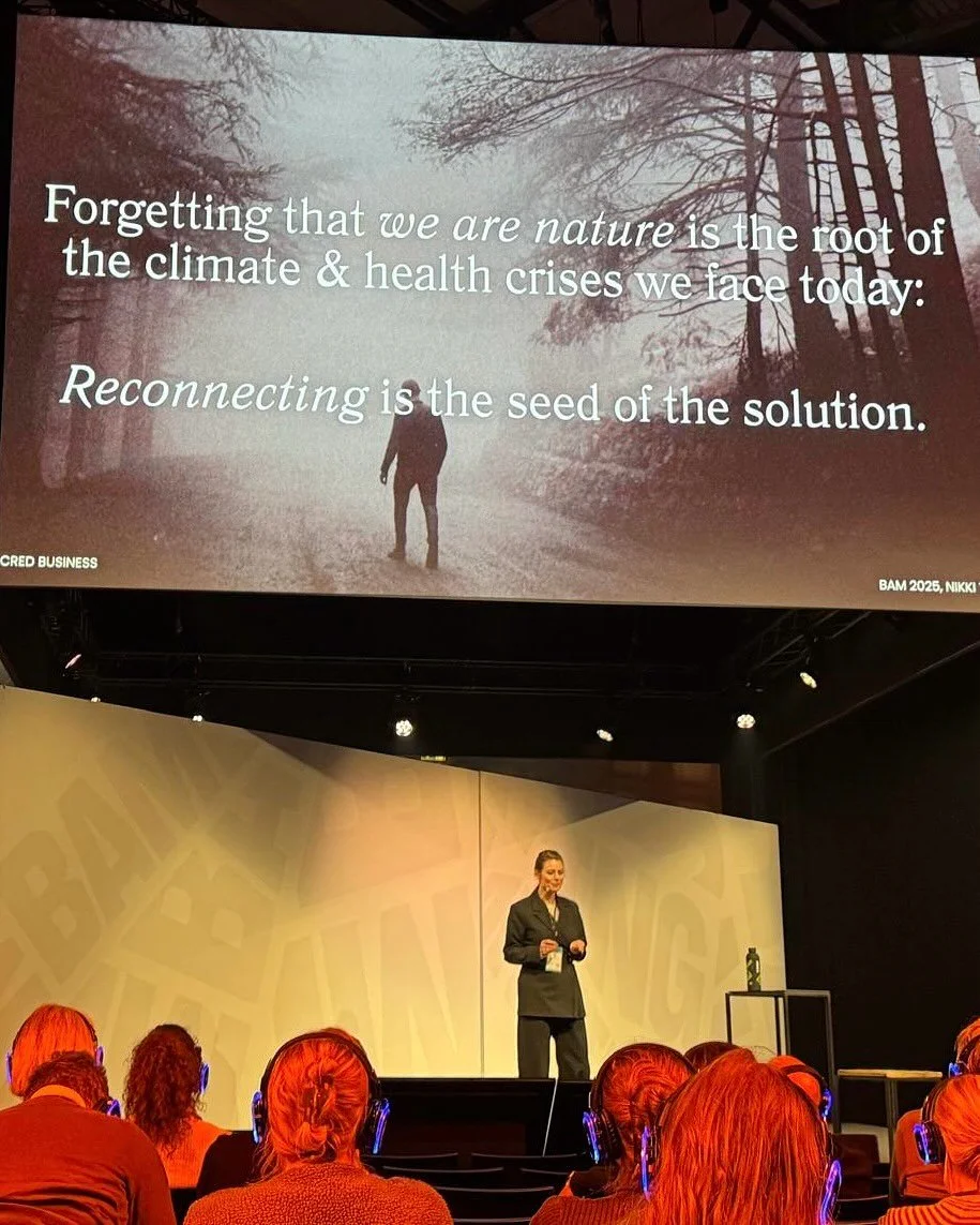 Forgetting that we are nature is the seed of the crises we face today.

Human health, environmental, mental health, happiness&hellip;

What blew me away about giving a keynote on #SacredBusiness at @bammarketingcongress was how the audience responded
