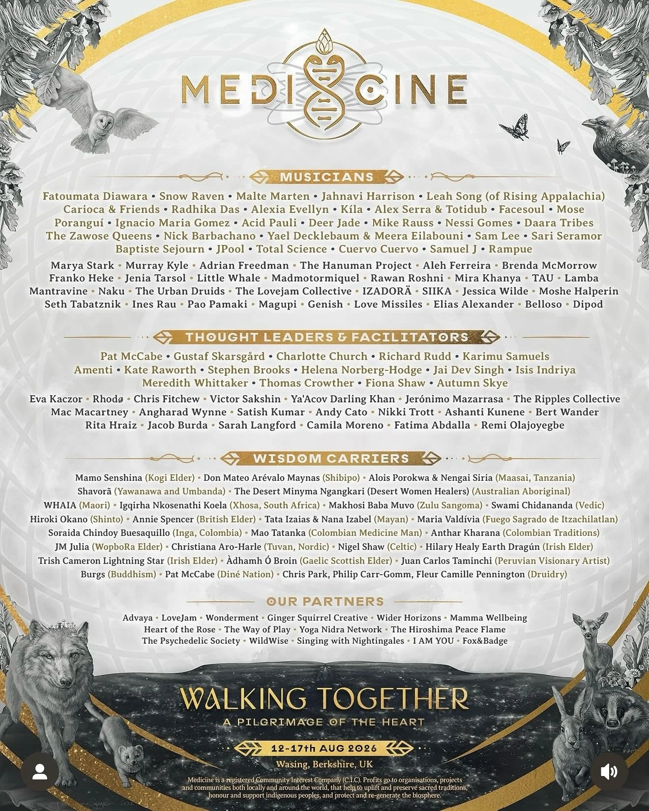 Honoured that I&rsquo;ll be back at @medicinefestival this August - with so many friends too.

And we&rsquo;ll be holding a Sacred Business Summit community reunion there 🙏✨💜