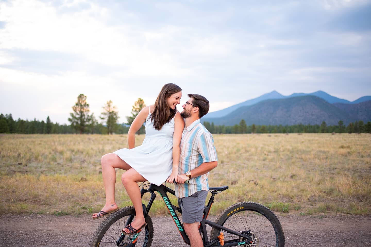I locked my bike to yours
&bull;
McKenzie &amp; Conner wanted to highlight a significant hobby in their lives - mountain biking! he's a long-term aficionado &amp; finally convinced her to take up this shared leisure activity during quarantine. 
it wa