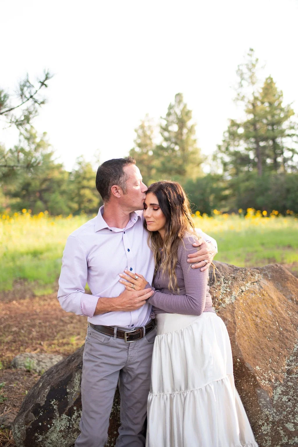 Couple embracing during a Flagstaff family photography session