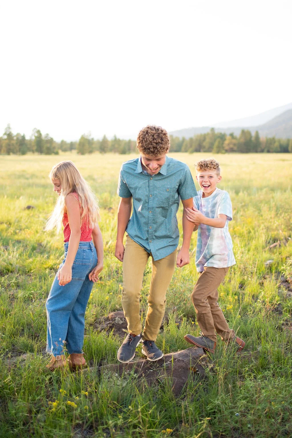 Candid moments of the kids playing during Flagstaff family photo shoot