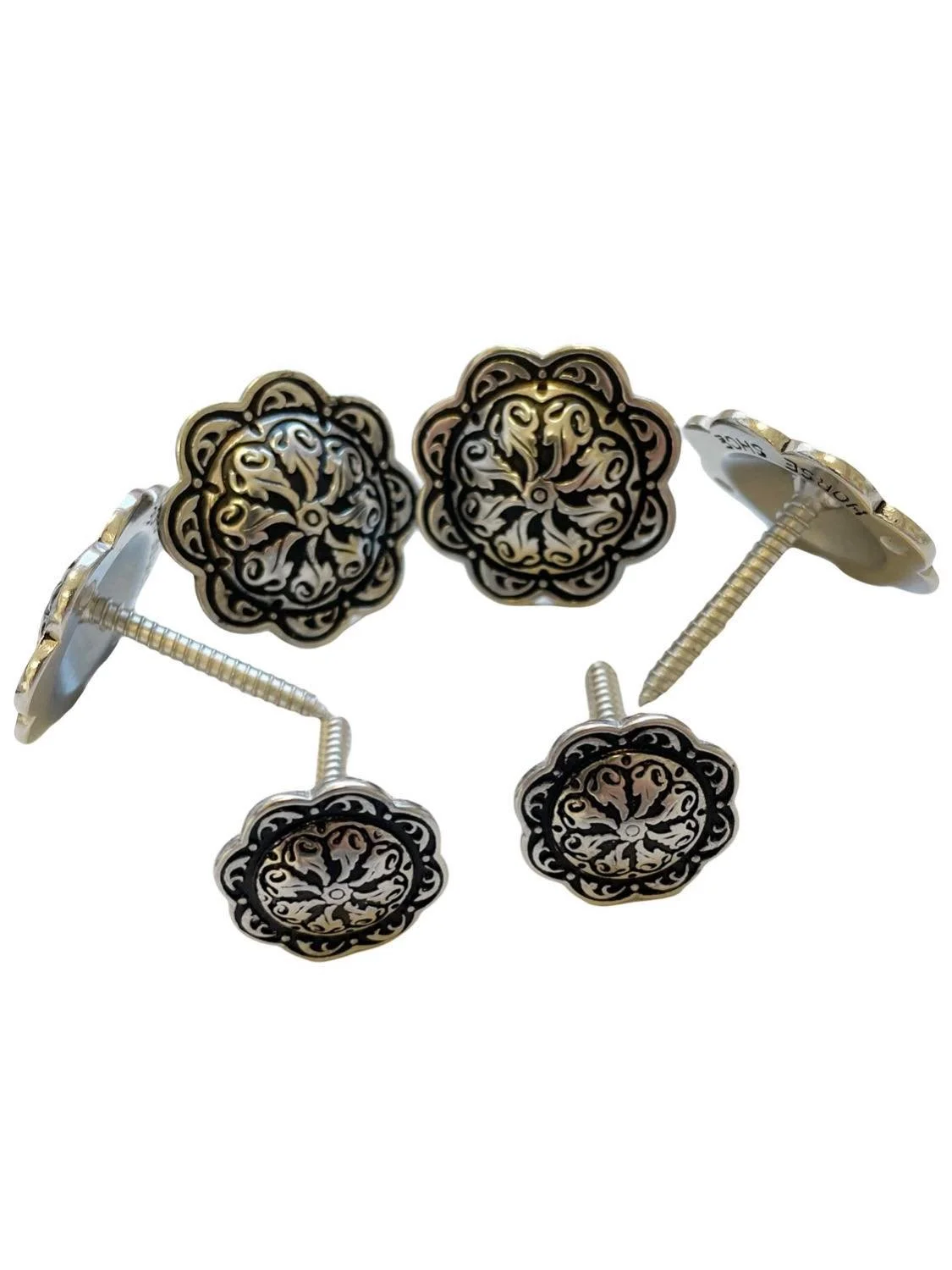 JWP Floral Wood Screw Concho -Black