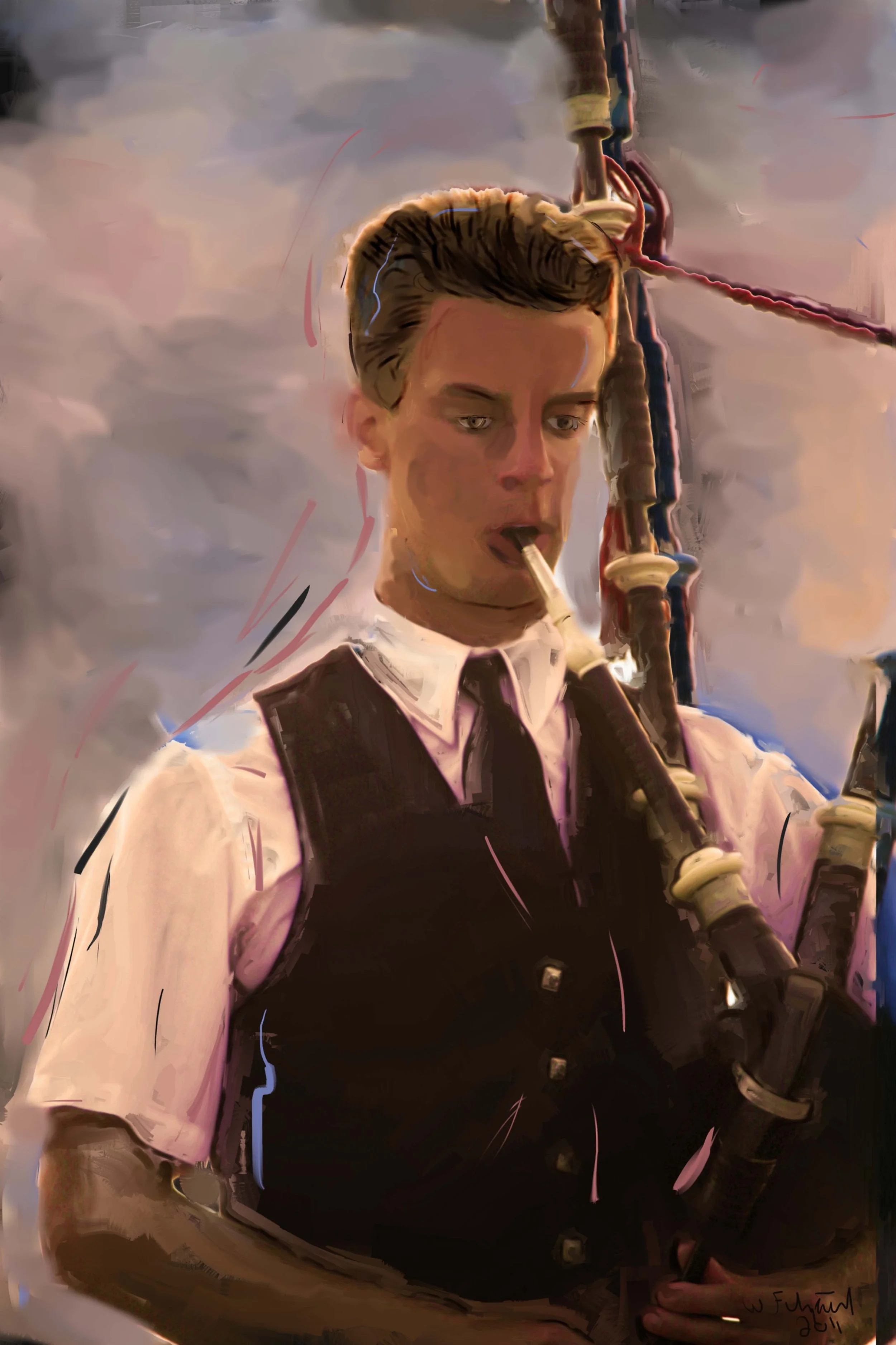 The Piper - Portrait in Oils