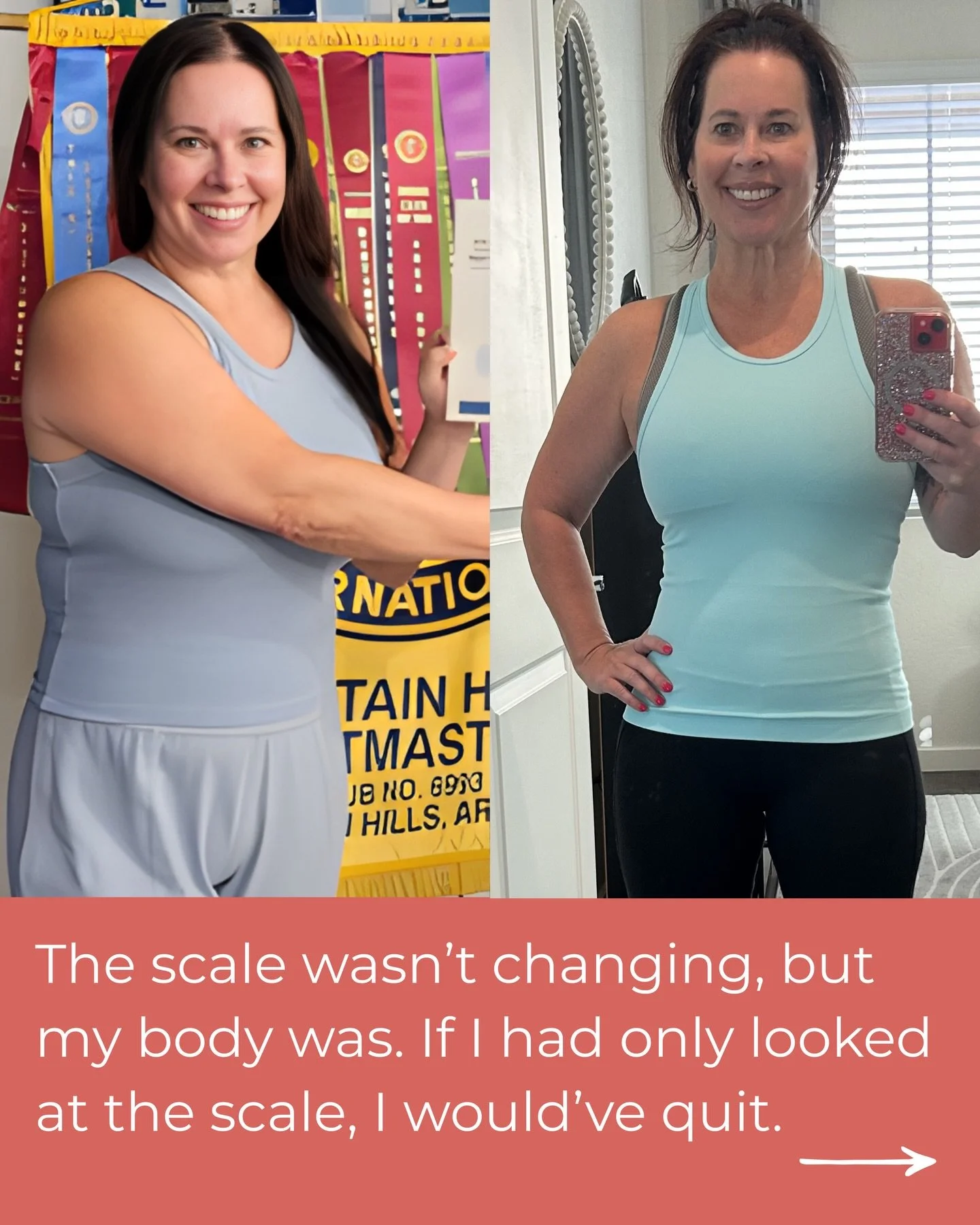 The scale tells you something, but it does not tell you everything. 
Have a dress you want to wear this summer? Try it on once a month. Take a picture. 
Last month it wouldn&rsquo;t zip. This month it does.
Comfortable? Maybe not yet. Different? Abso