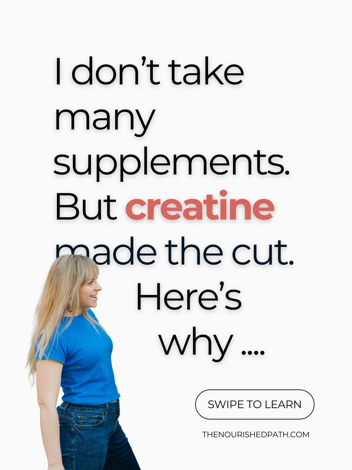 Like and share this with a friend whose been curious about creatine.

If you have any other questions, you can ask me in the comments.
.
.
.
.
.
.
.
.
.
.
.
.
.
.
#TheNourishedPath #eatbetternotless #creatine #supplements #registereddietitiannutritio