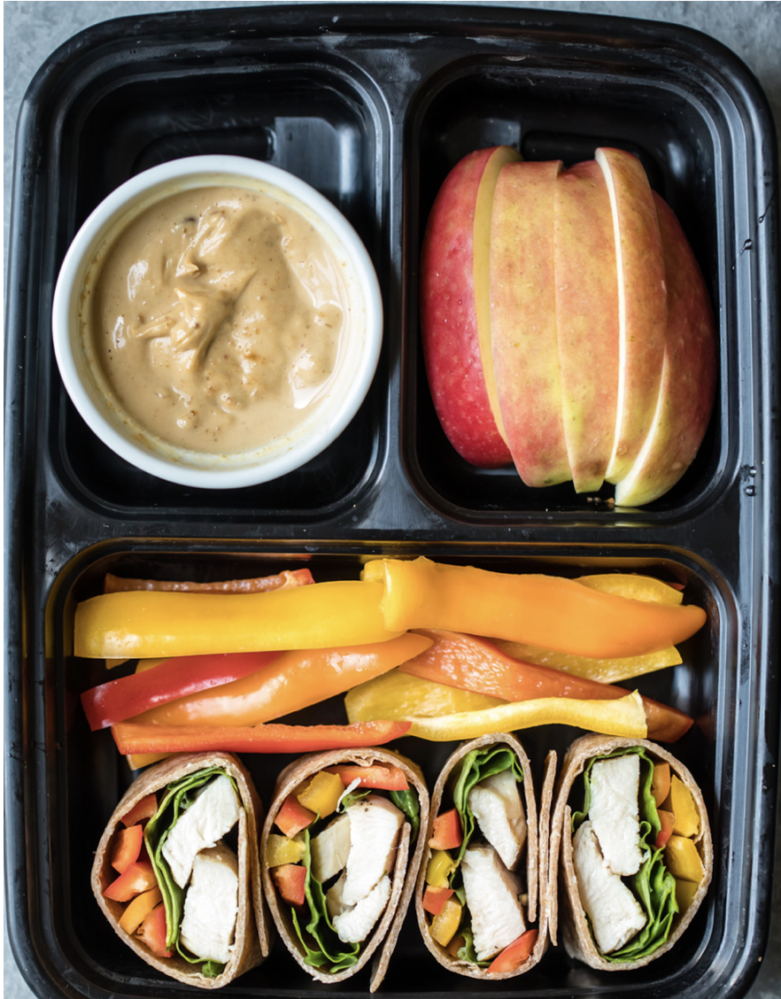 healthy grab and go meal apple peanut butter protein