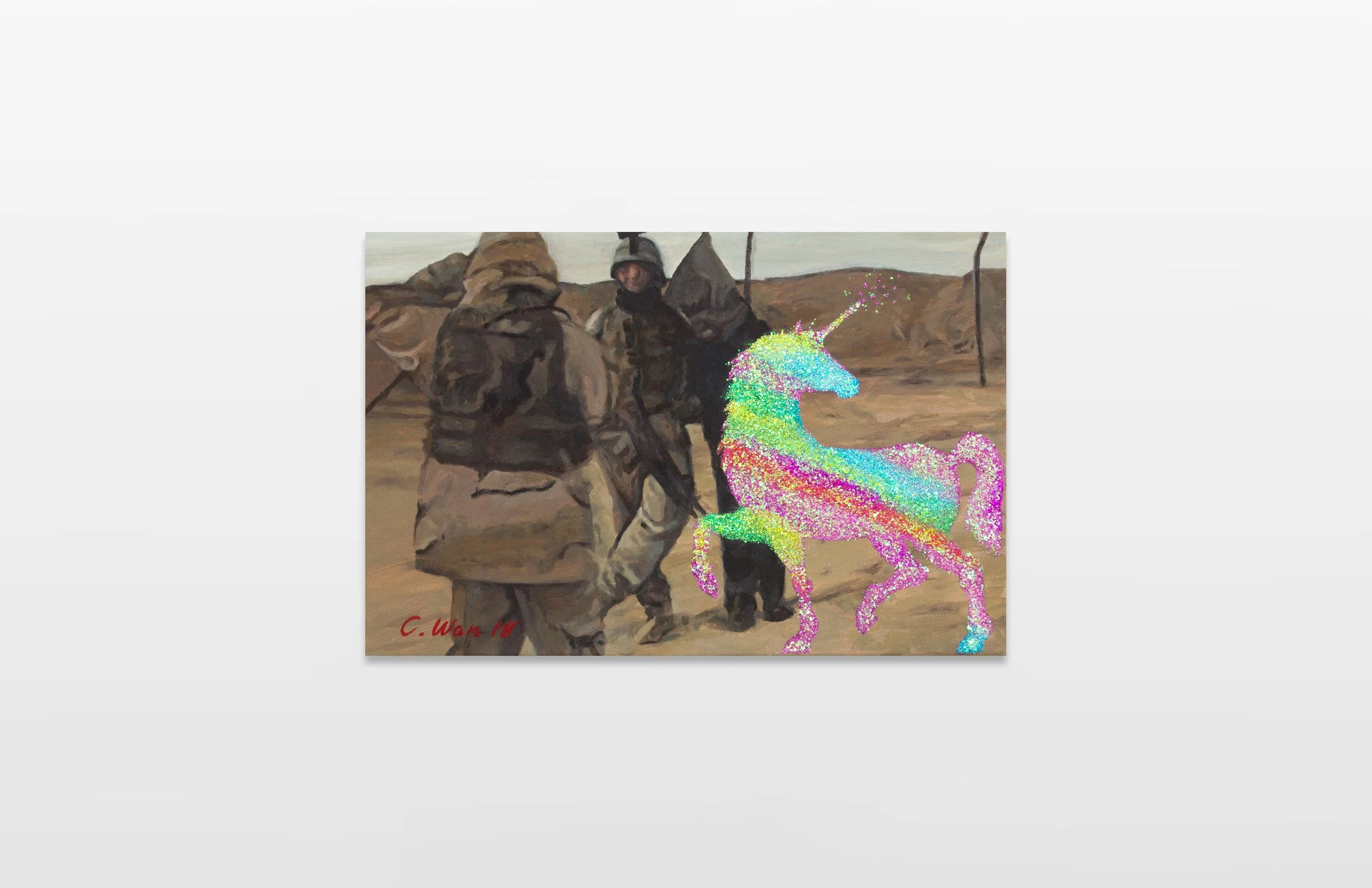 绿洲_ Oasis，45x30cm，亮片和油画于布面_ Sequin and oil on canvas，2018.jpg