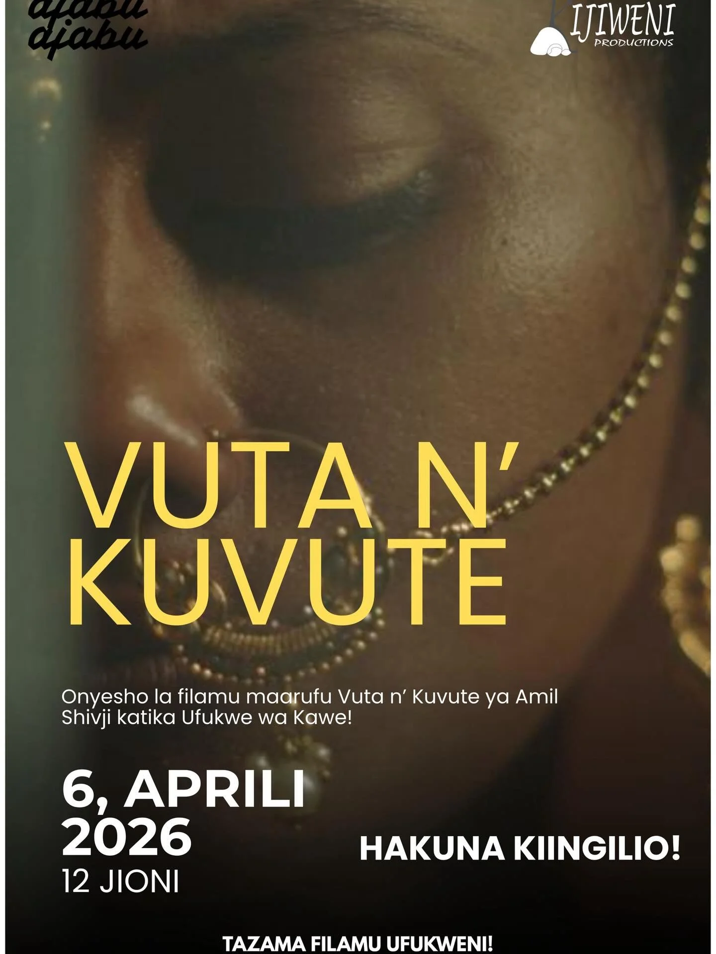 Filamu Live.🎬 Ni tukio la kipekee la uoneshaji filamu linaloletwa kwenu kupitia ushirikiano kati ya Kijiweni Productions na Ajabu Ajabu Audio Visual House.

Lengo letu ni:
✨ Kuwaweka karibu wadau wa filamu
✨ Kuunganisha jamii kupitia sanaa
✨ Kuburud