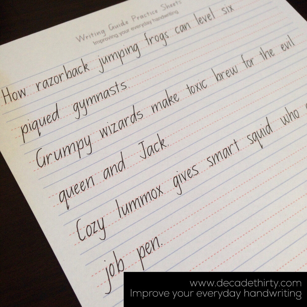 Improve your everyday handwriting in sentences — DECADE THIRTY