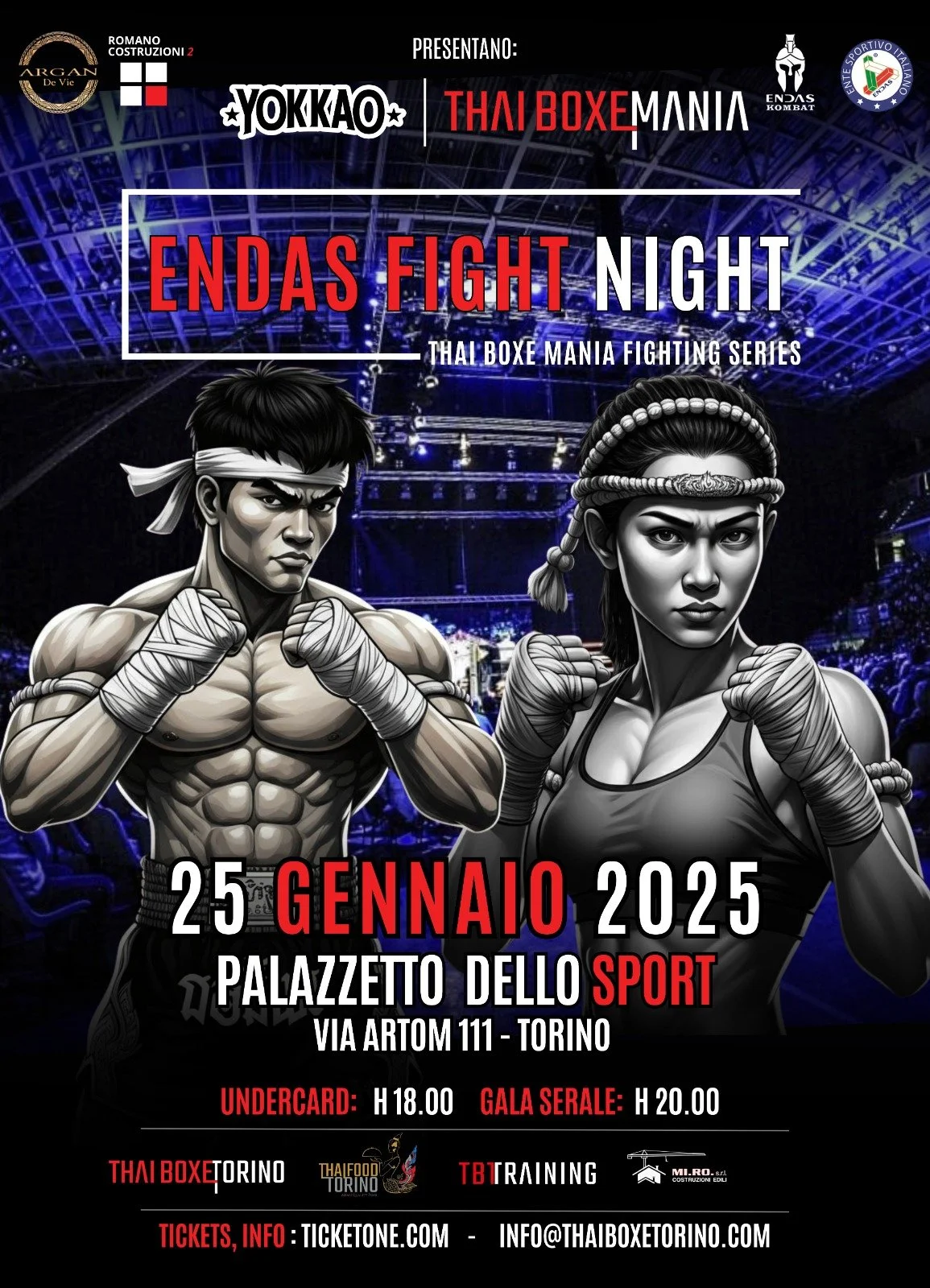 Thai Boxe Mania 2025 - Endas Fight Night il 25 Gennaio 2025 al Palazzetto dello Sport Torino 