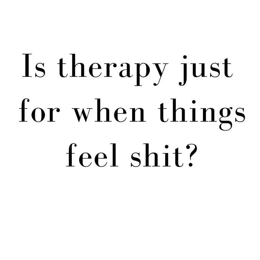 Therapy is an amazing support when shit hits the fan, you feel like a mess and life feels really hard. 

But it can also be a place of ongoing support where:

🏆You can celebrate your wins!

🌞You have support moving towards your higher self traits, 