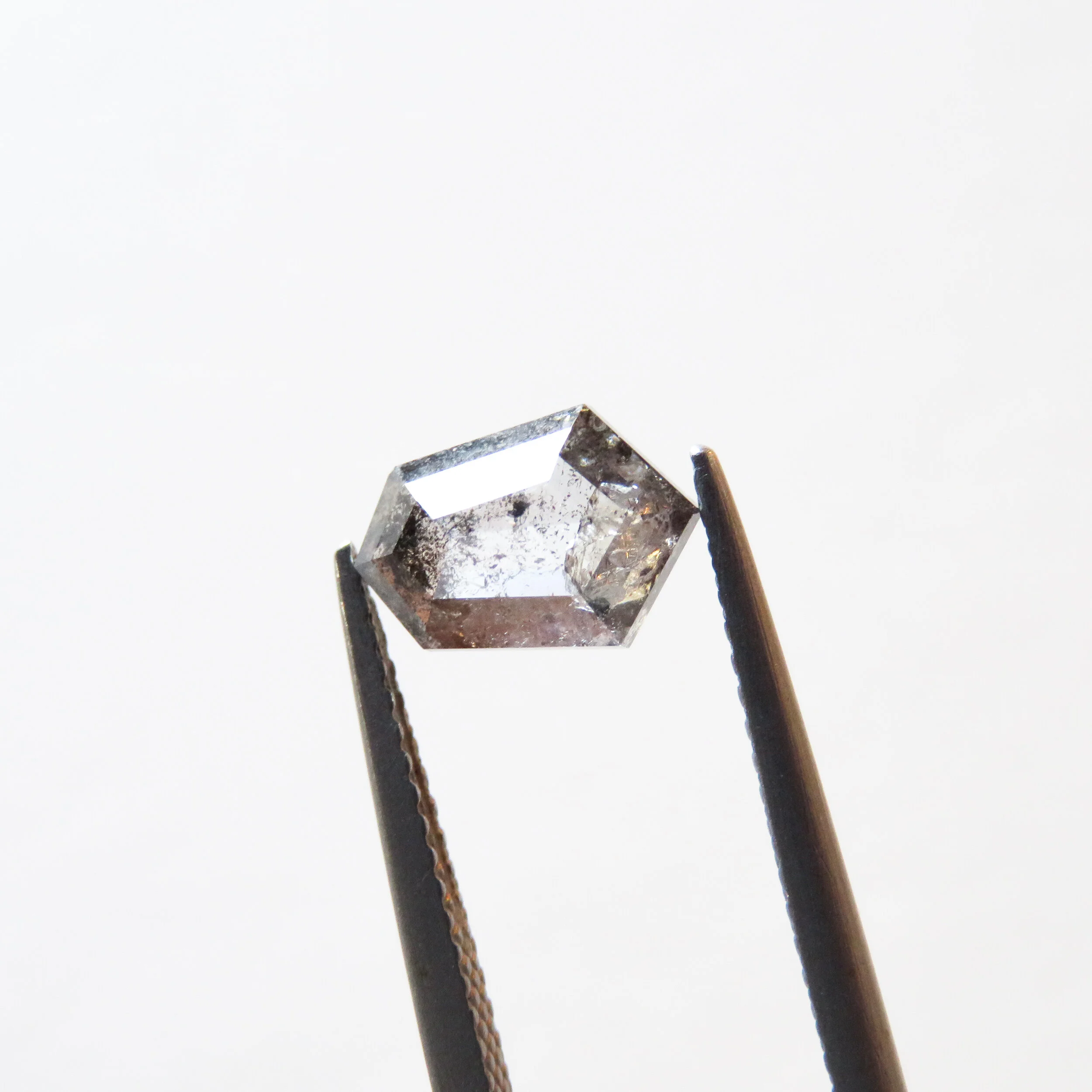 hexagon cut salt and pepper diamond
