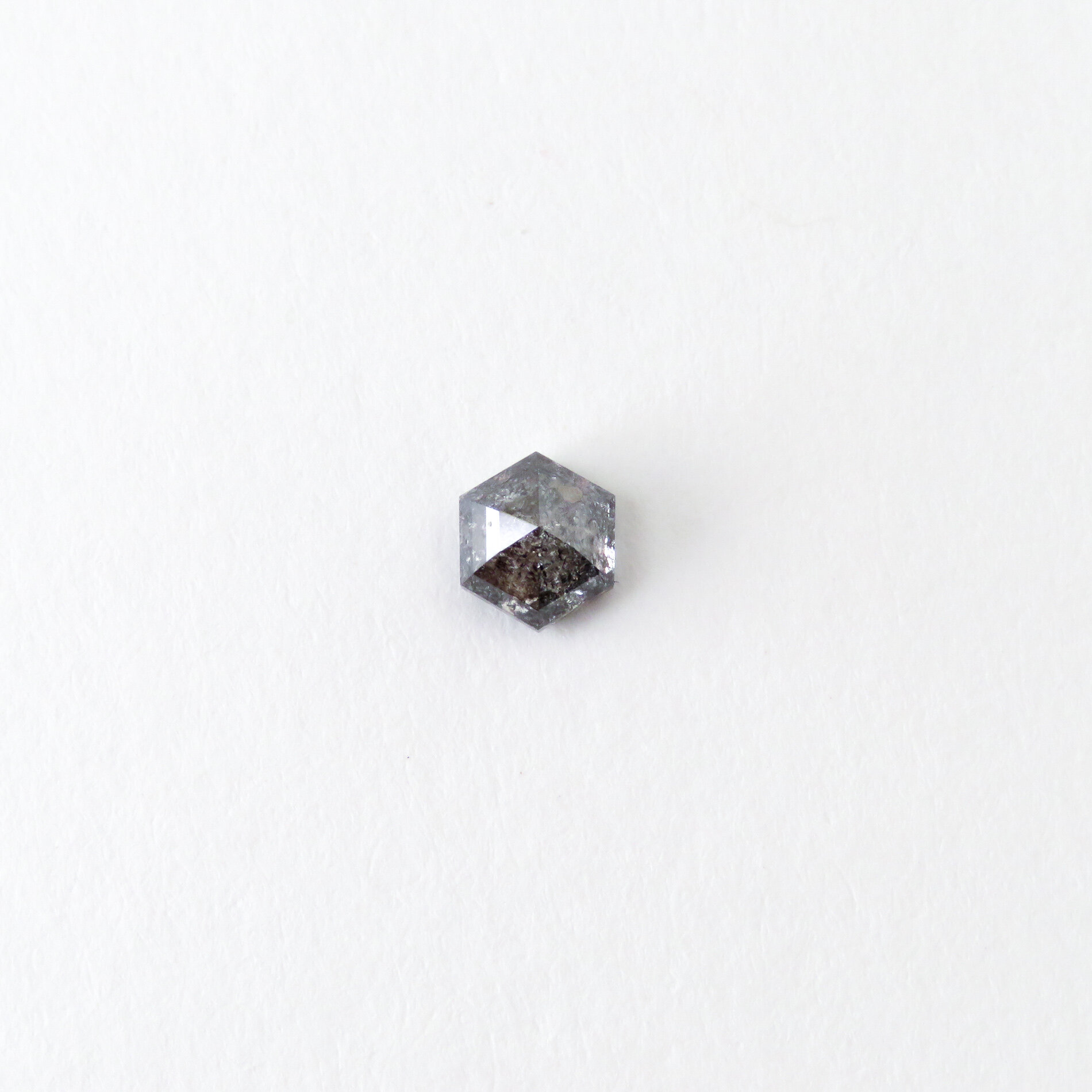 salt and pepper hexagon grey diamond ring