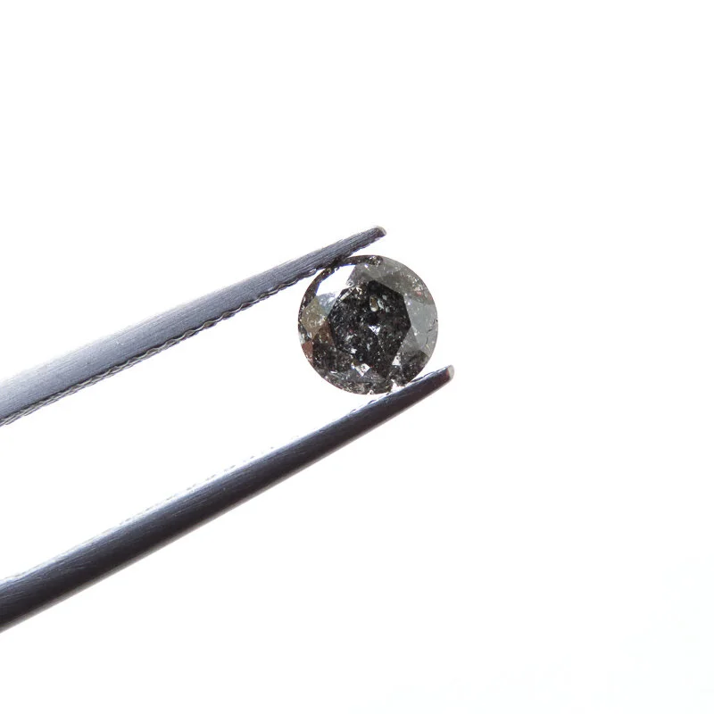 dark grey salt and pepper round brilliant cut diamond