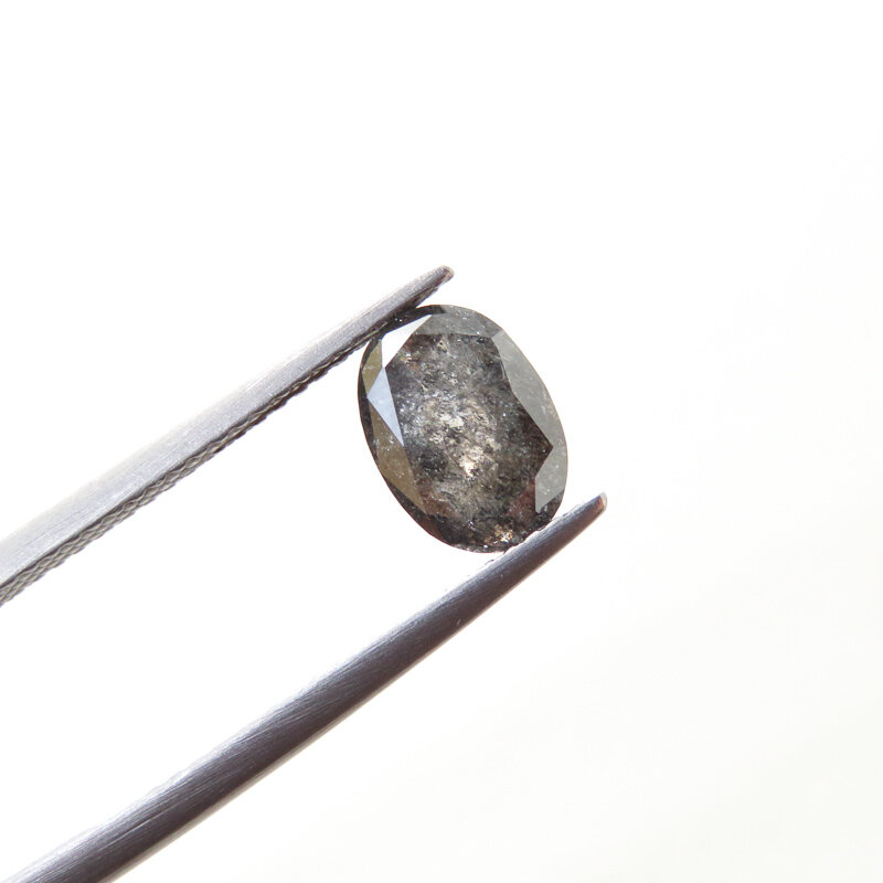 grey mixed cut oval diamond earrings