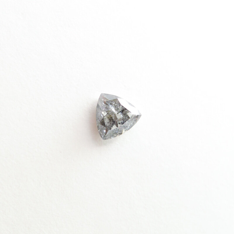 light grey trillion shape salt and pepper engagement ring