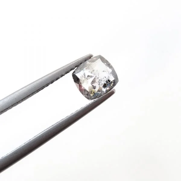 light grey square cushion rose cut diamond ring