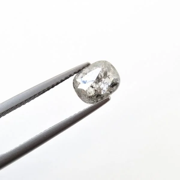 salt and pepper grey rose cut cushion diamond