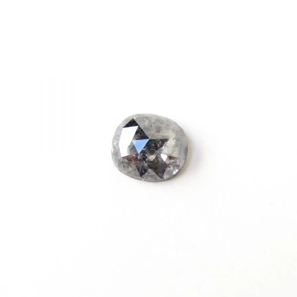 salt and pepper grey cushion rose cut diamond settings