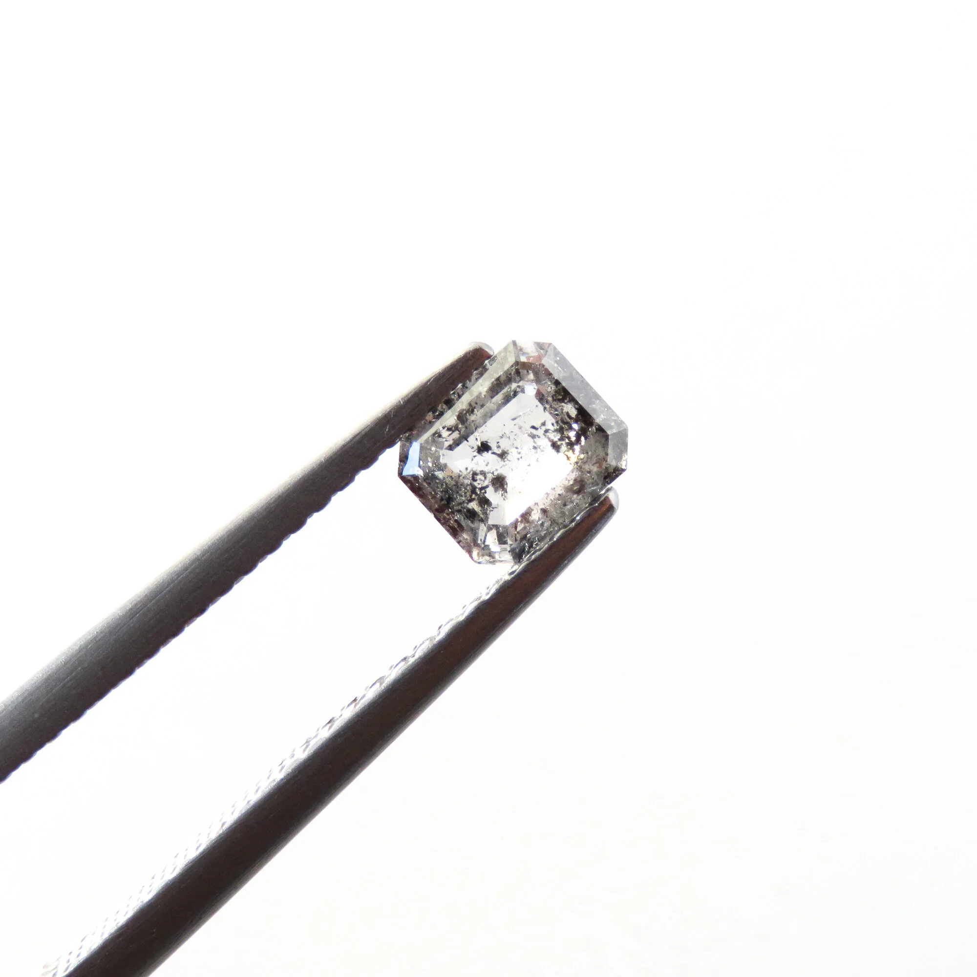 salt and pepper emerald cut diamond