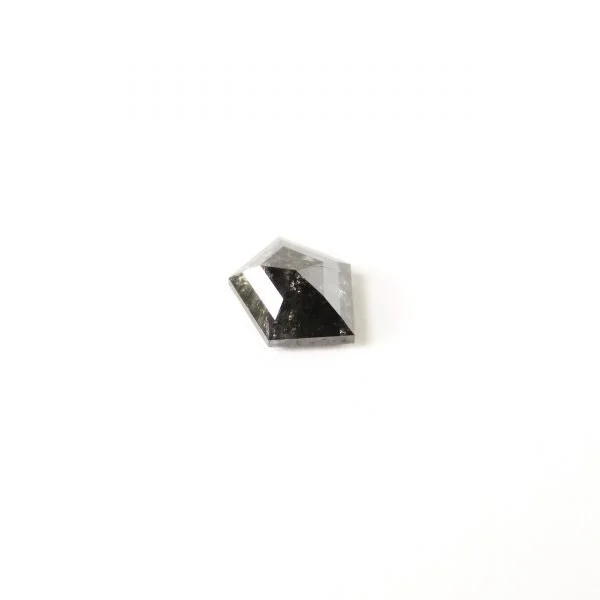 grey salt and pepper pentagon shape diamond engagement ring