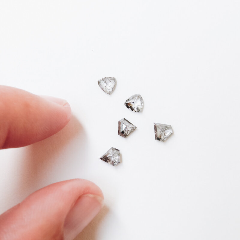 tiny grey salt and pepper diamonds