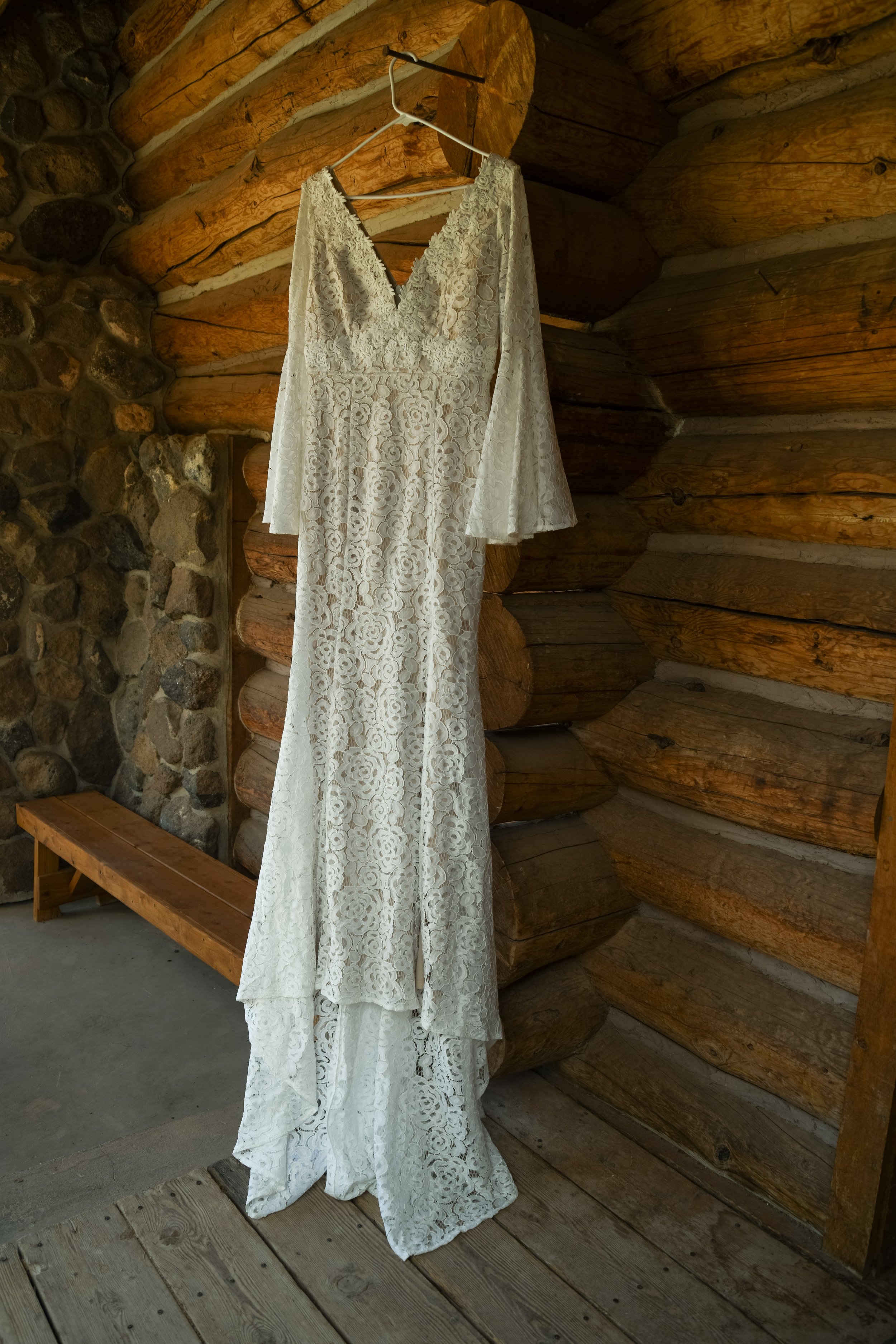 The Dress hanging in the Main Lodge