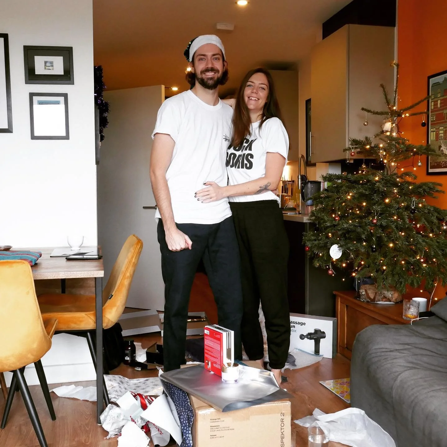 Presents ripped open like children and dinner cooked up like adults. 

Christmas in jogging bottoms was a success.