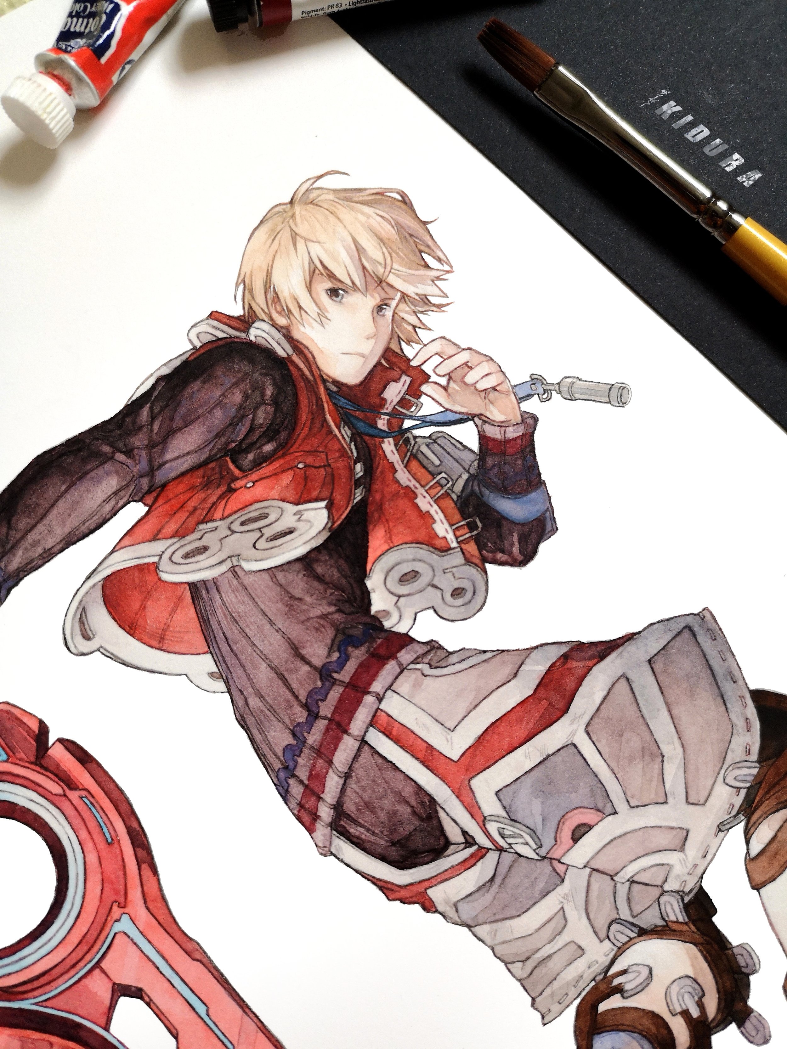 Watercolour of Shulk from Xenoblade, donated to SunnyCon charity event