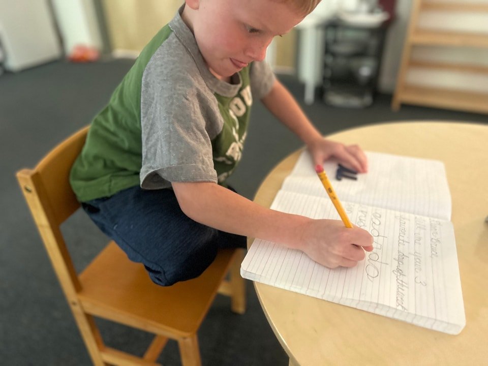 One of our Sparks learners focuses on practicing cursive handwriting. 

Did you know that cursive writing helps a learners brain to connect information and activates areas of the brain that are important for memory and recording new information bette