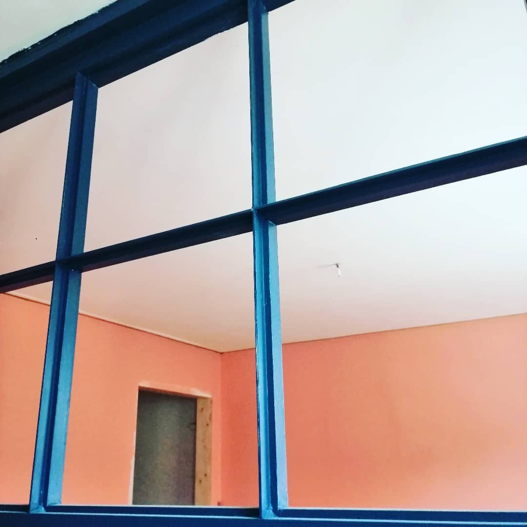Popping contrasting colours glimpsed on site today. #progress #architectinbath #buildingwork #interior #colour #oldandnew