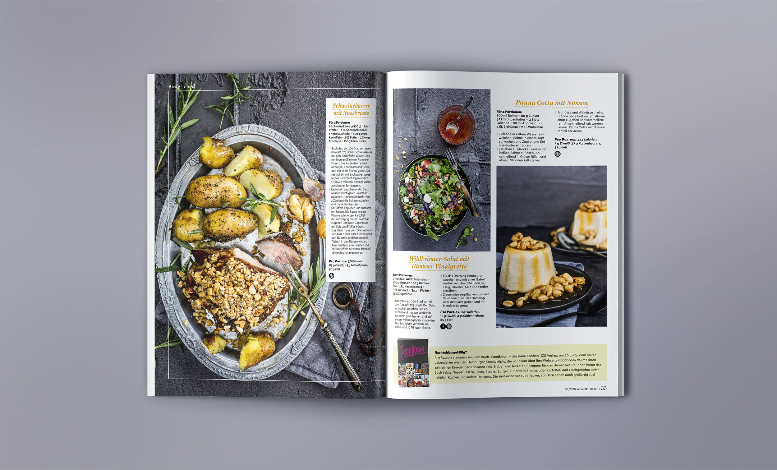 Layout Women´s Health, 06/2018, Fotos: Foodboom