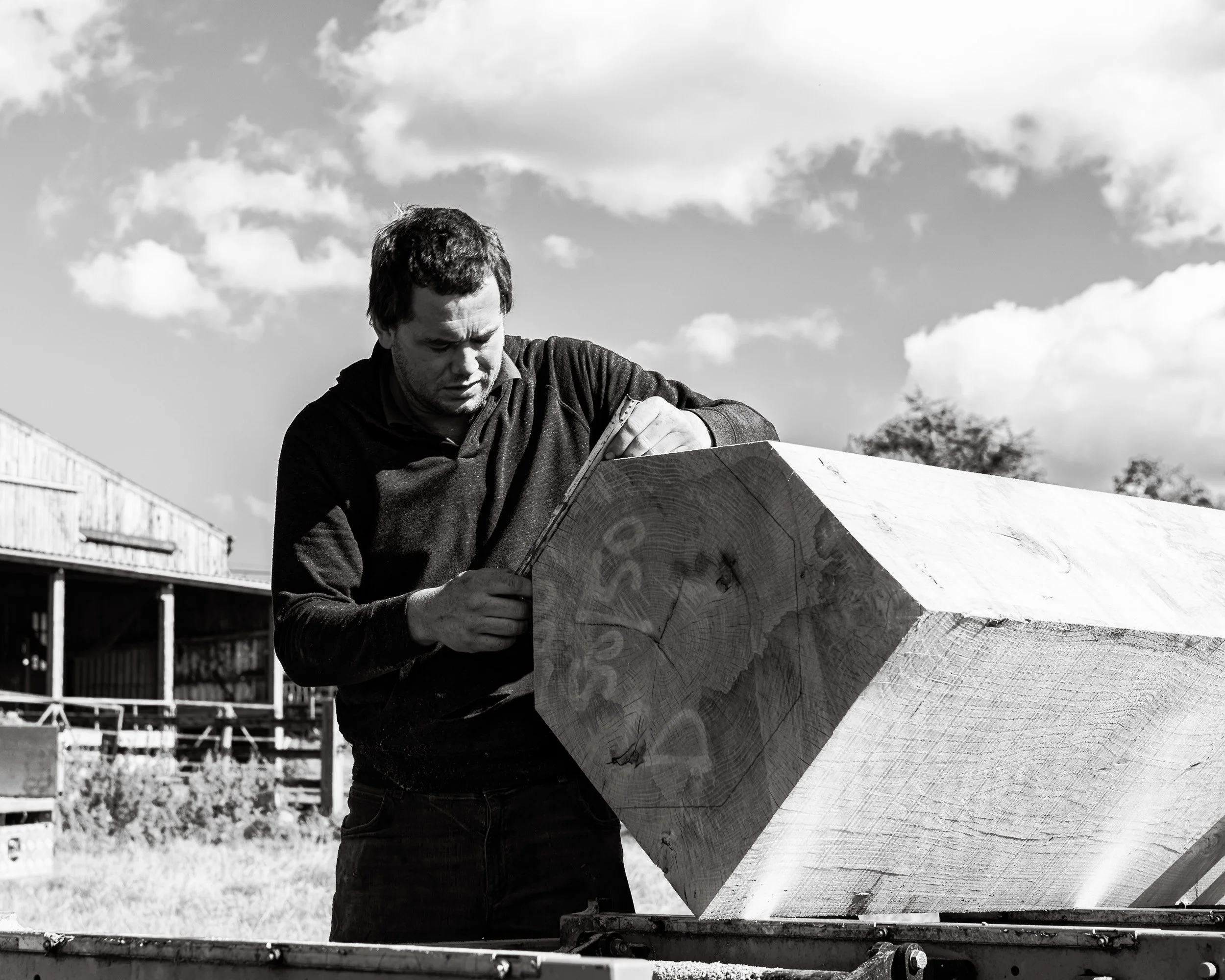 Craftsman working on the timber capstan restoration Whitby Harbour by J Hallam Joinery.